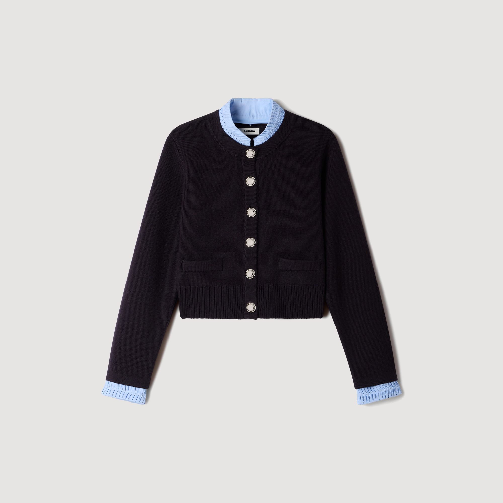 Sandro - Áo cardigan hai tông cổ origami