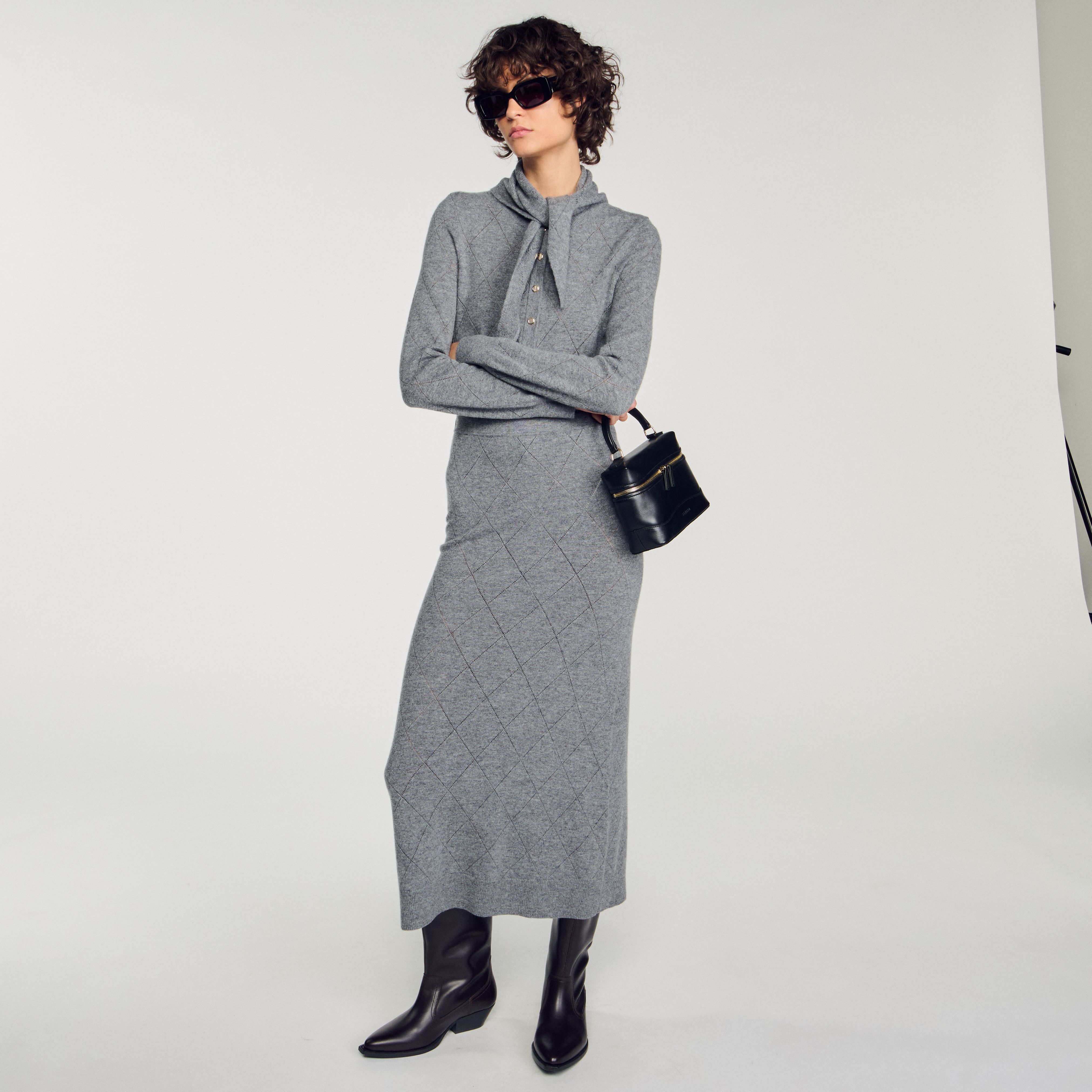 Áo cardigan dệt kim pointelle