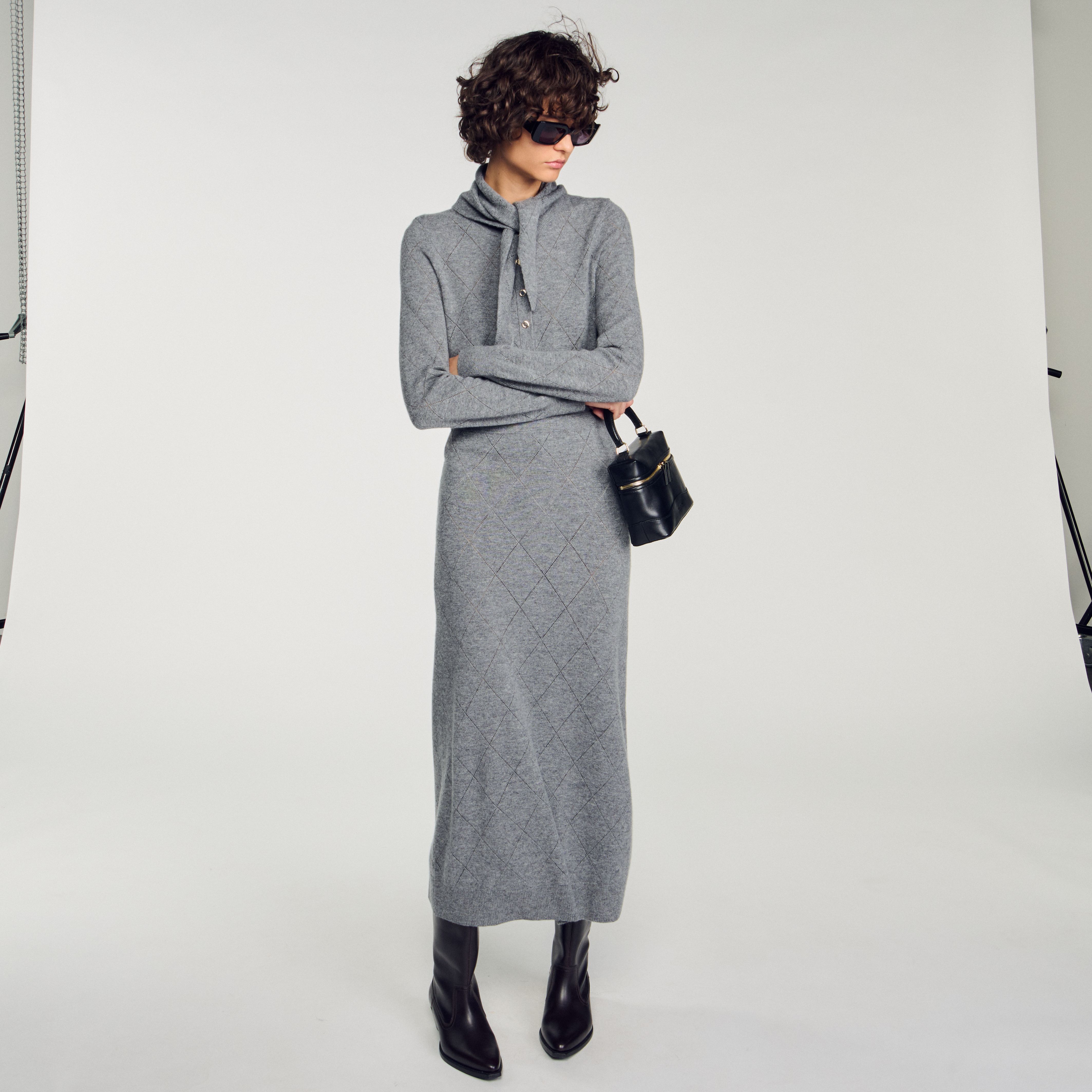 Áo cardigan dệt kim pointelle