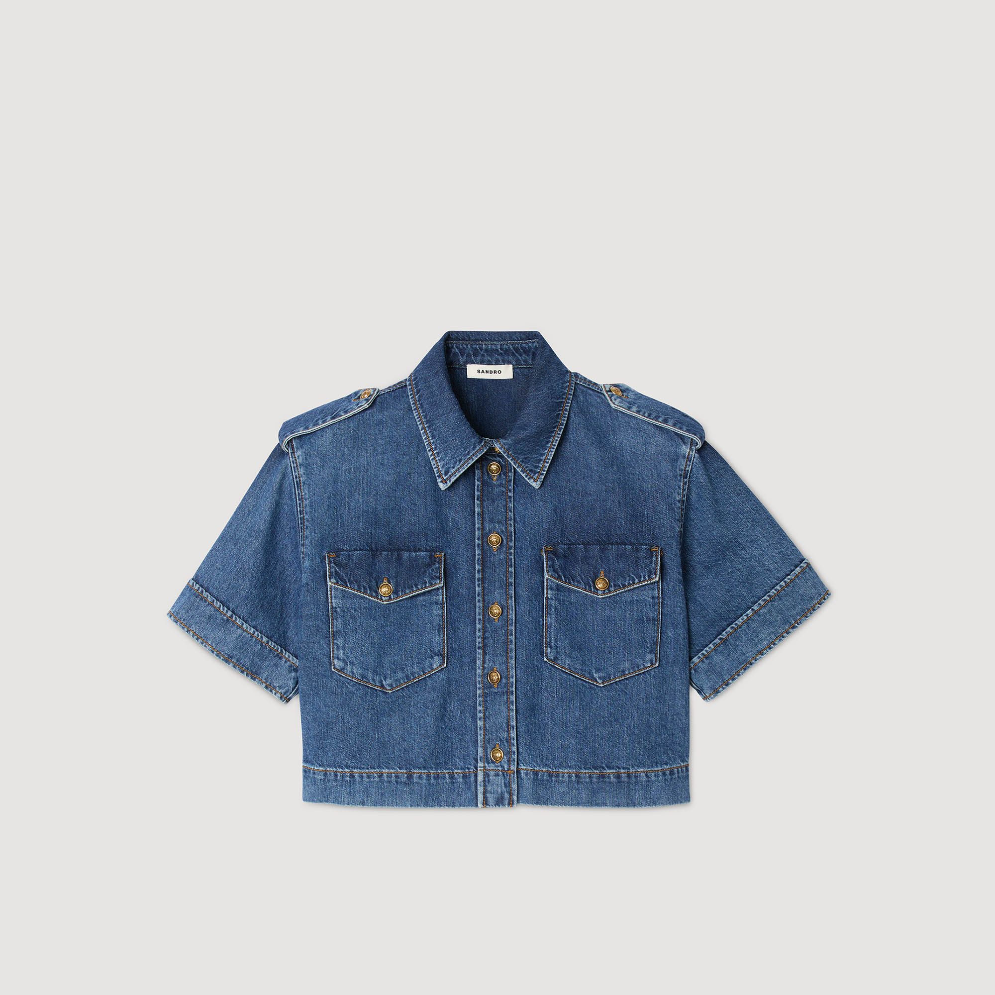 Áo sơ mi denim cắt cúp