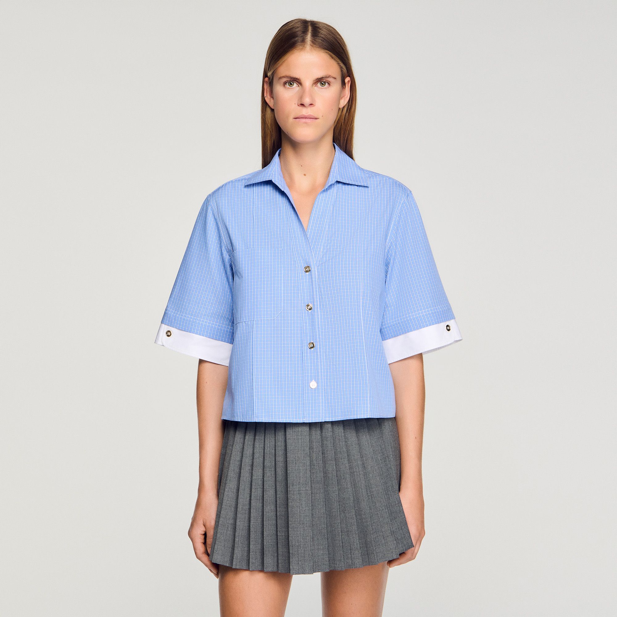 Sandro - Áo sơ mi kẻ caro oversize