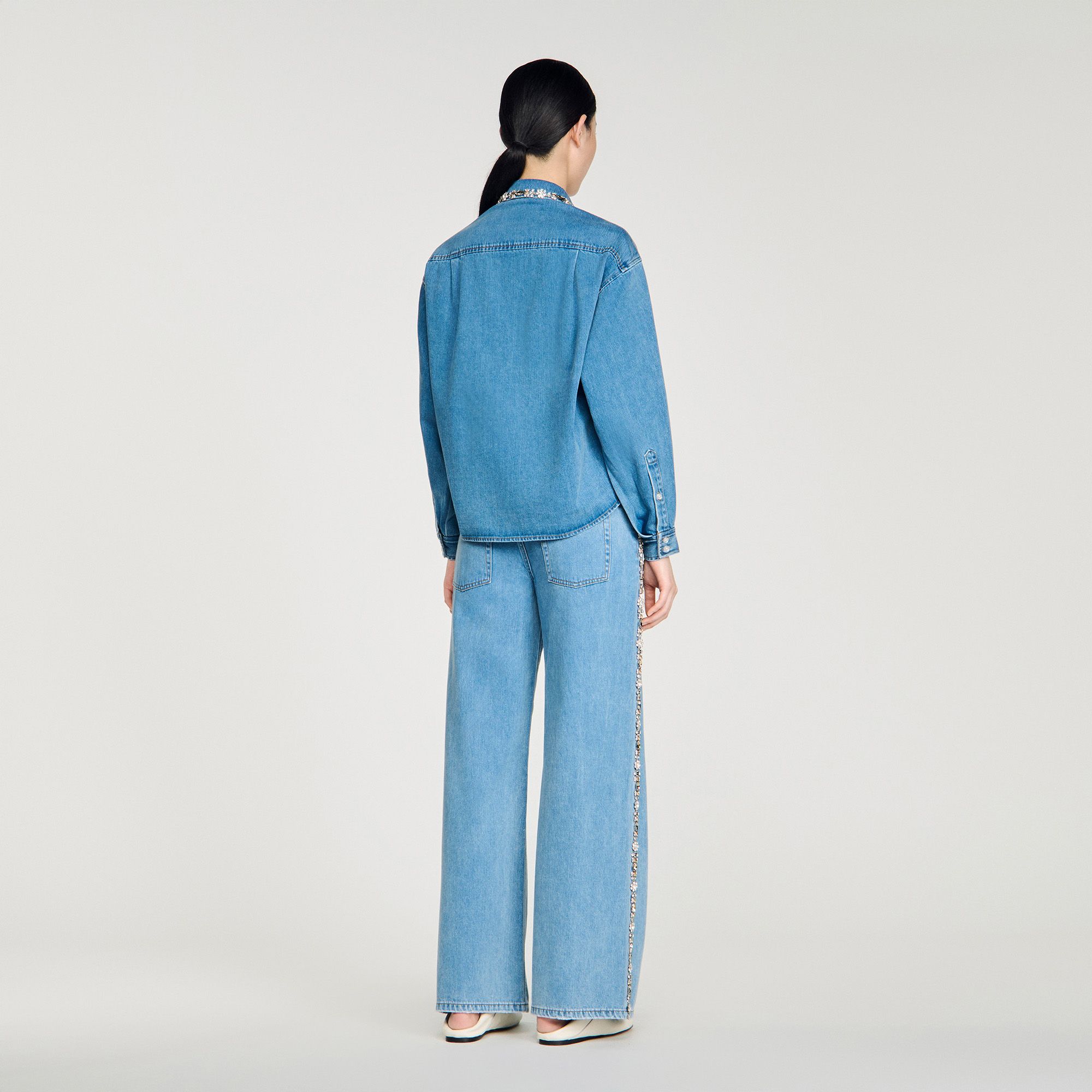 Sandro - Áo sơ mi denim đính đá