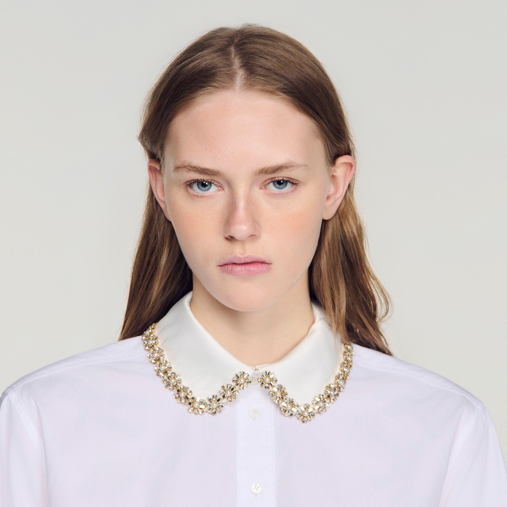 Sandro - Áo sơ mi croptop cổ trang sức