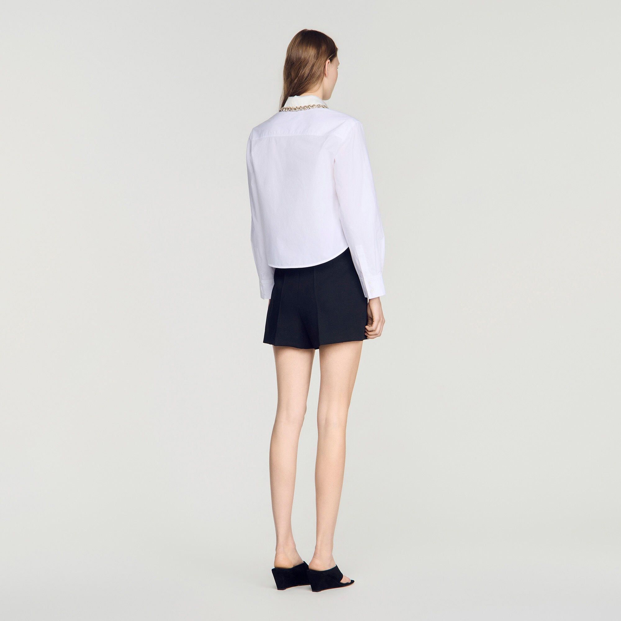 Sandro - Áo sơ mi croptop cổ trang sức