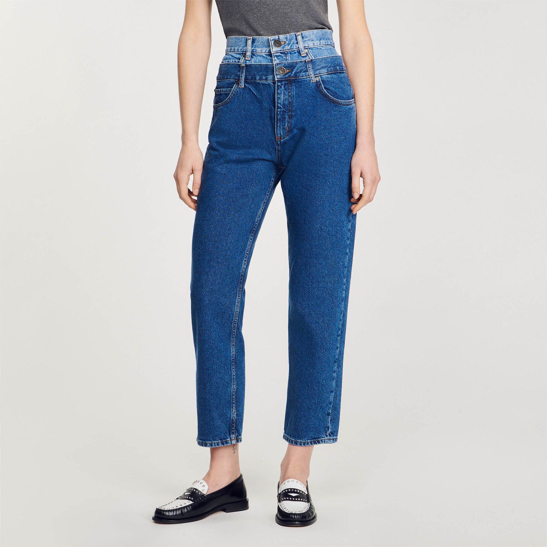 Sandro - Quần mom jeans Trompe l'œil