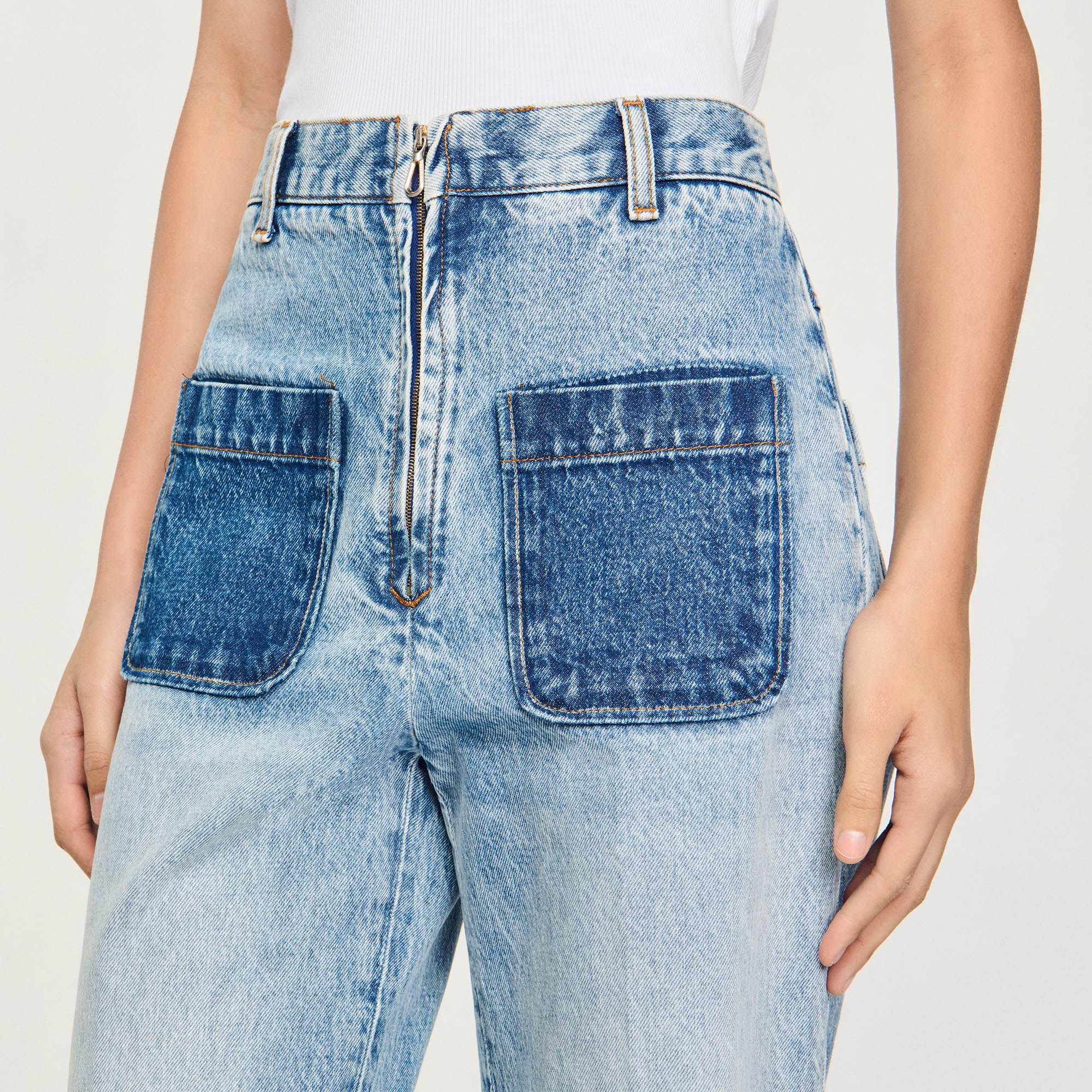 Sandro - Quần jeans denim cạp cao