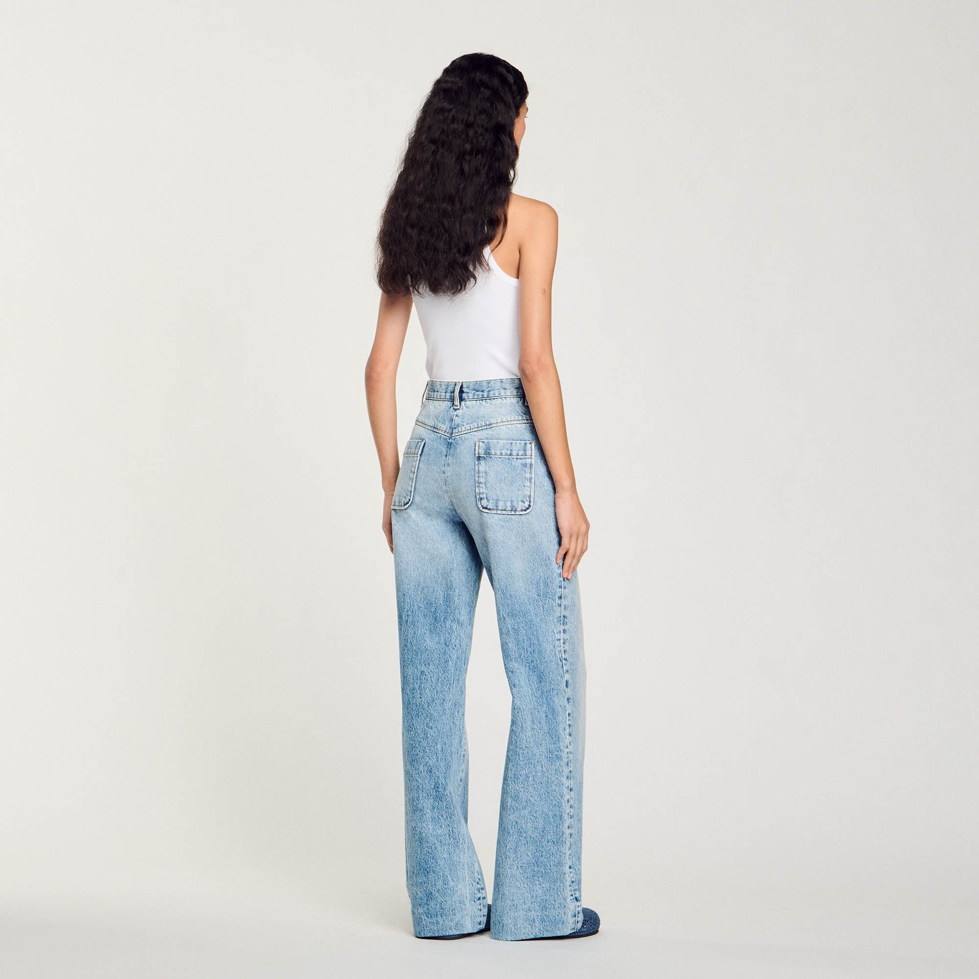 Sandro - Quần jeans denim cạp cao