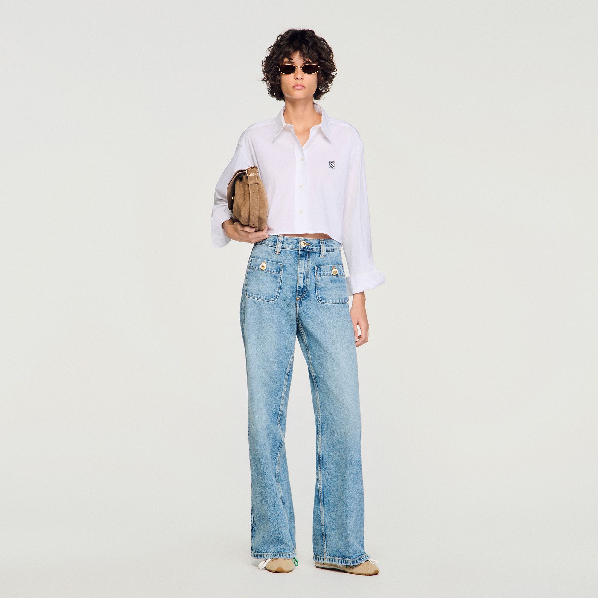 Sandro - Quần jeans phối khuy