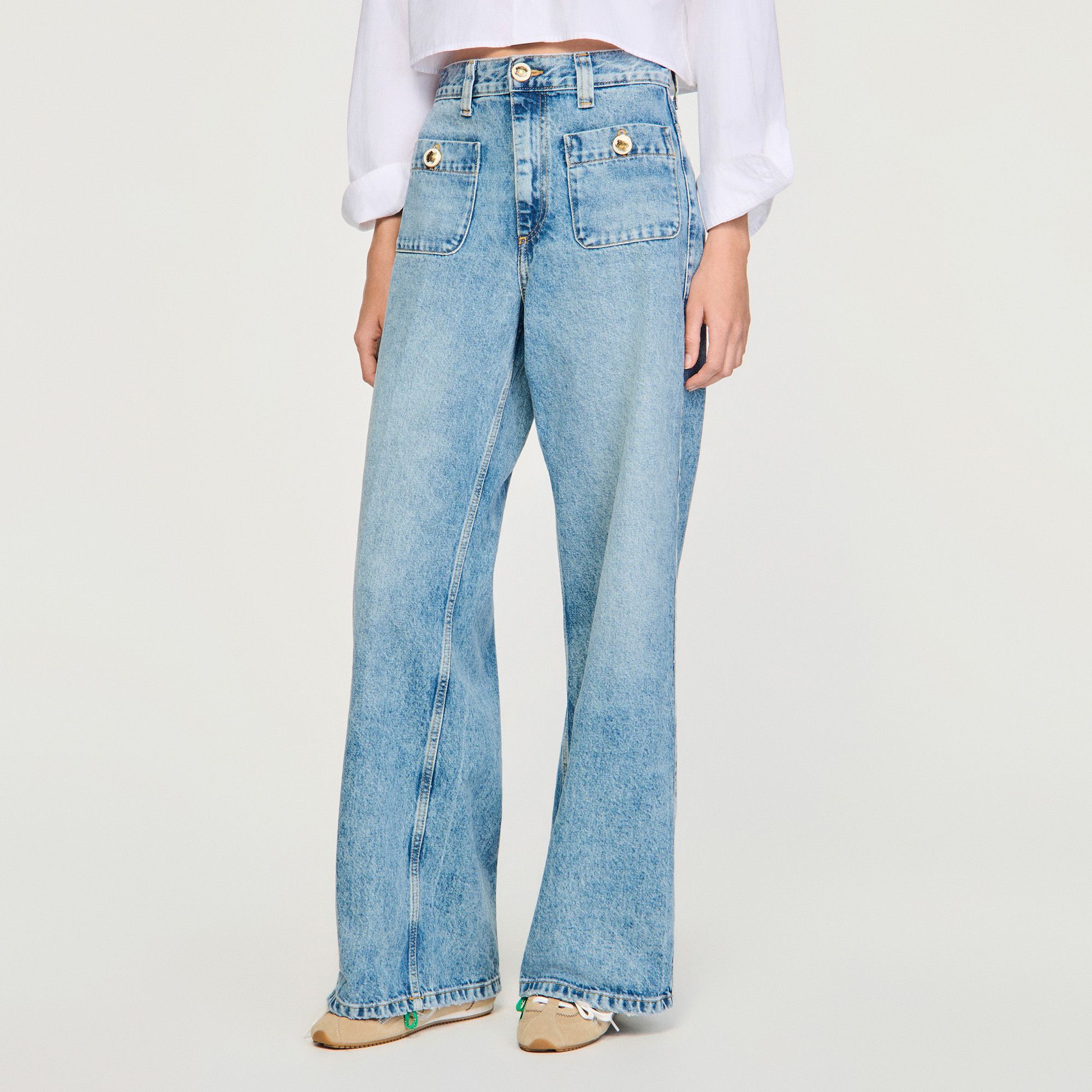 Sandro - Quần jeans phối khuy