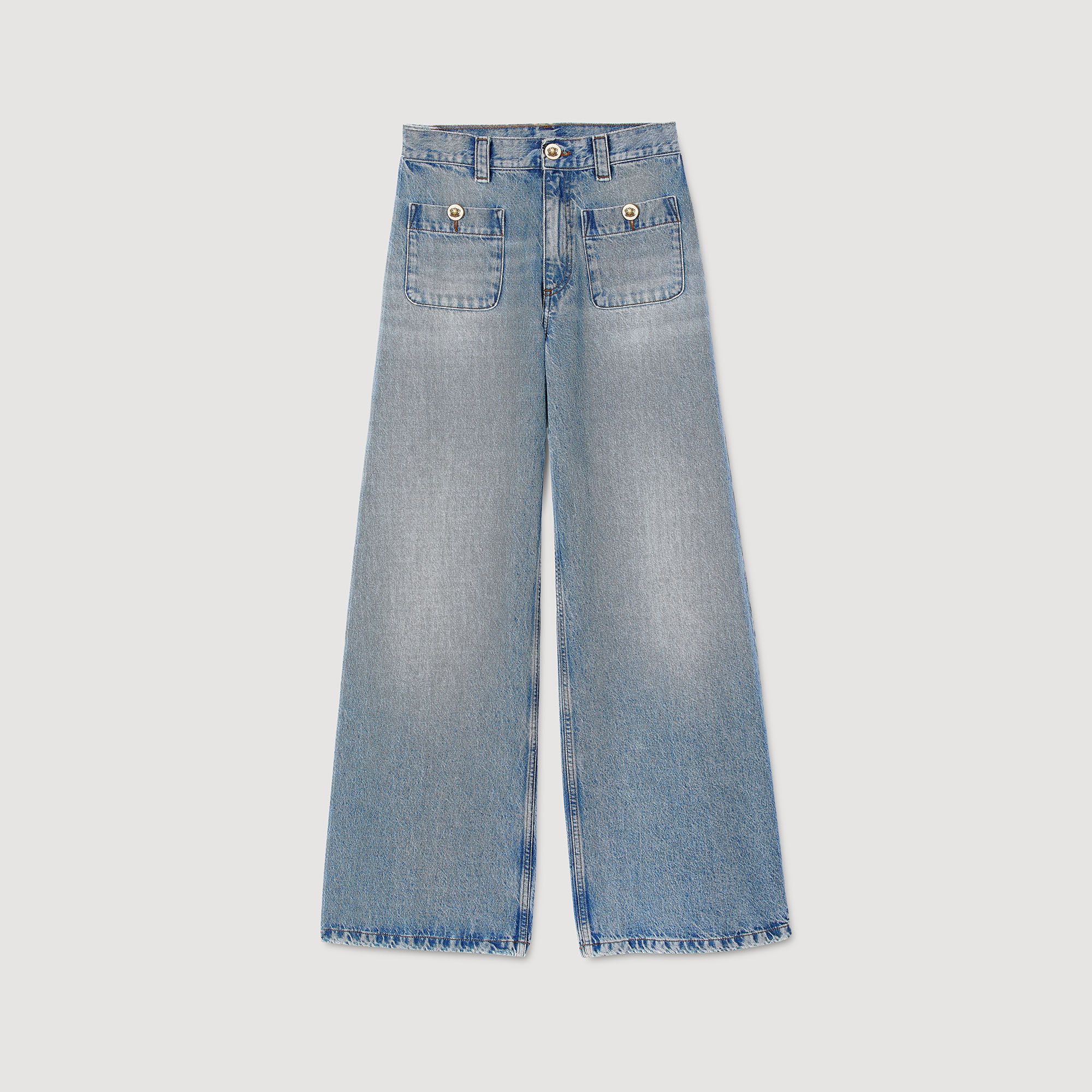 Sandro - Quần jeans phối khuy