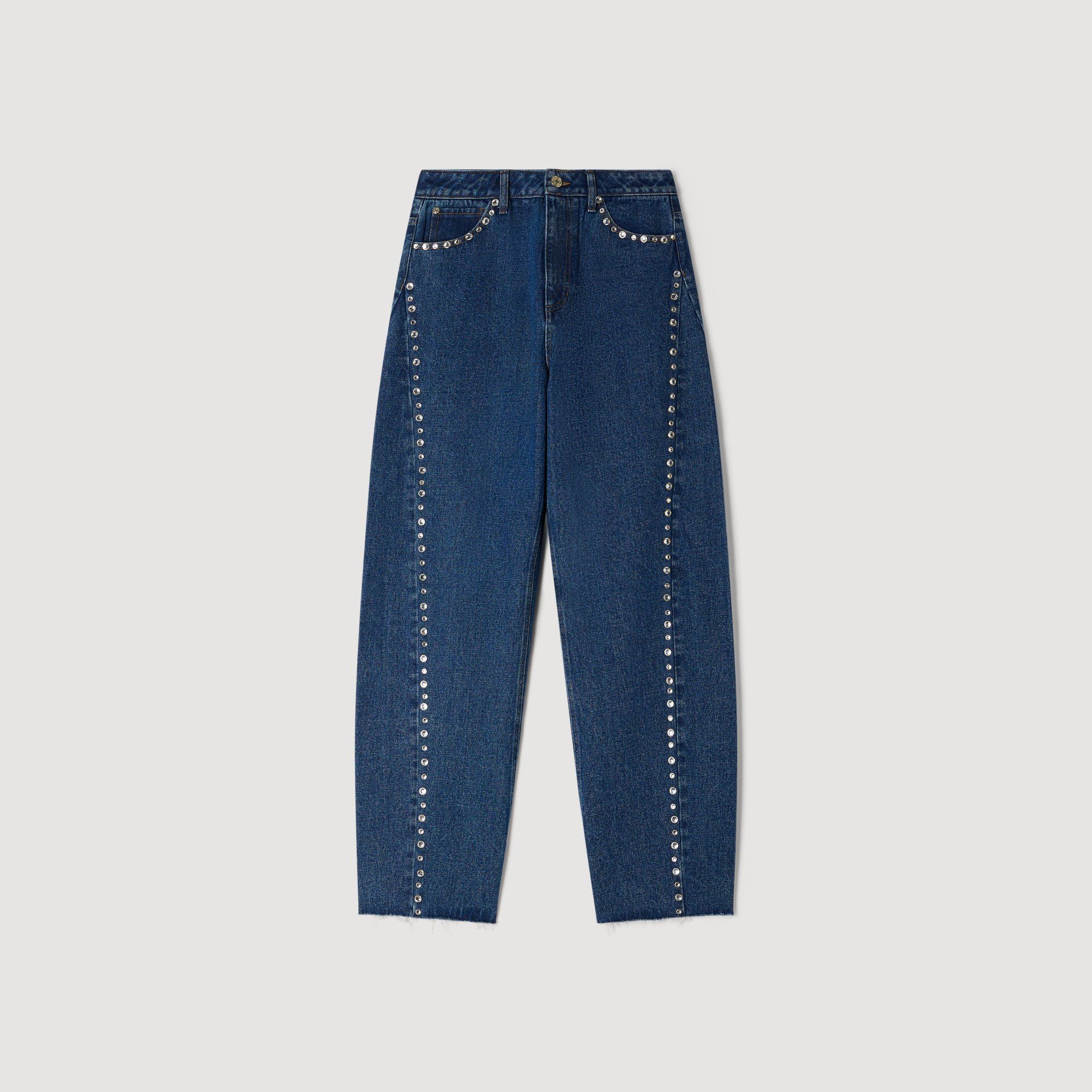 Quần jeans ống rộng đính đá