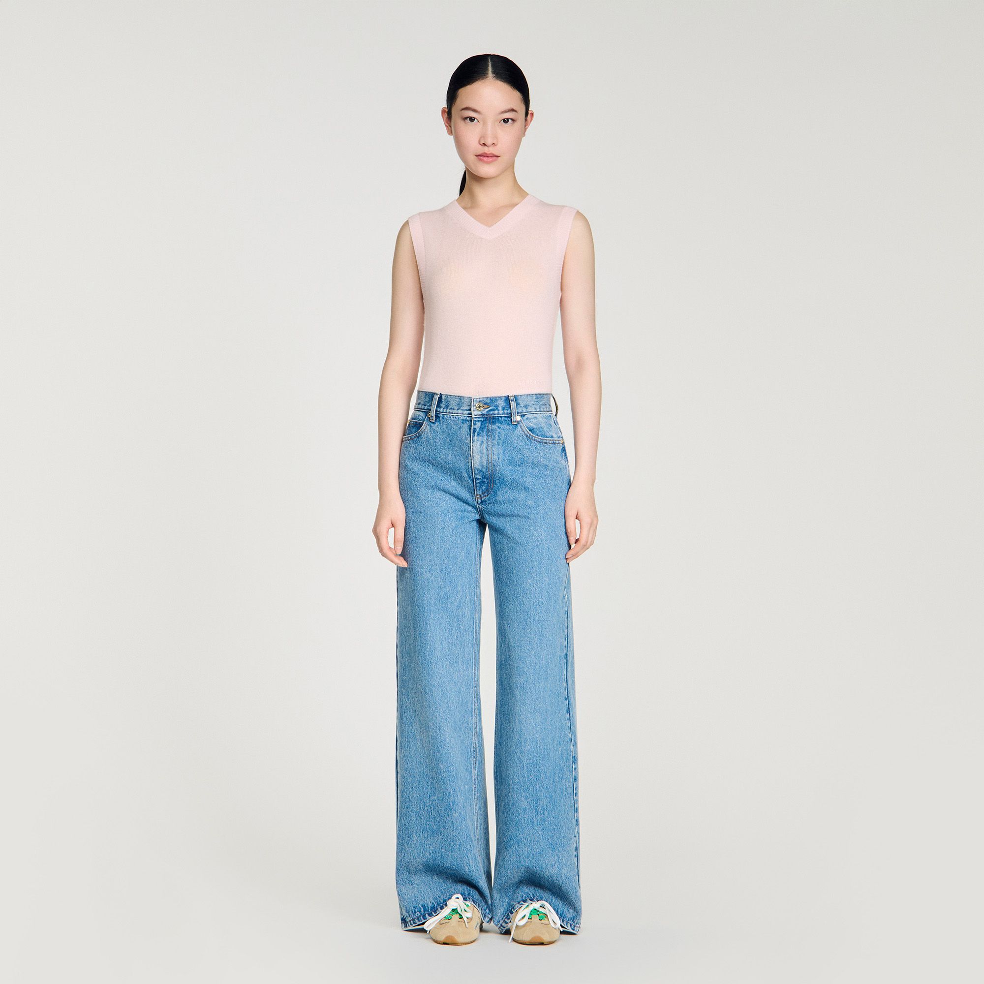 Sandro - Quần jeans ống đứng ống rộng phai màu