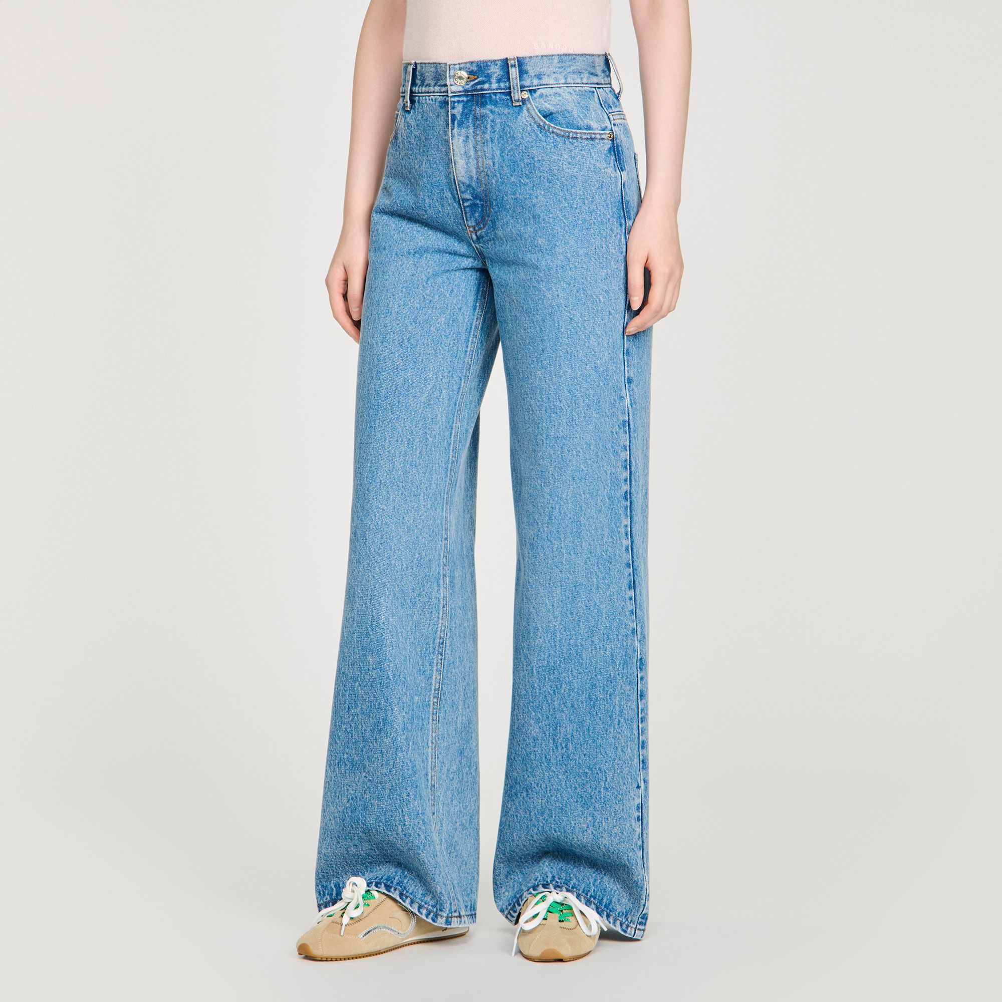 Sandro - Quần jeans ống đứng ống rộng phai màu