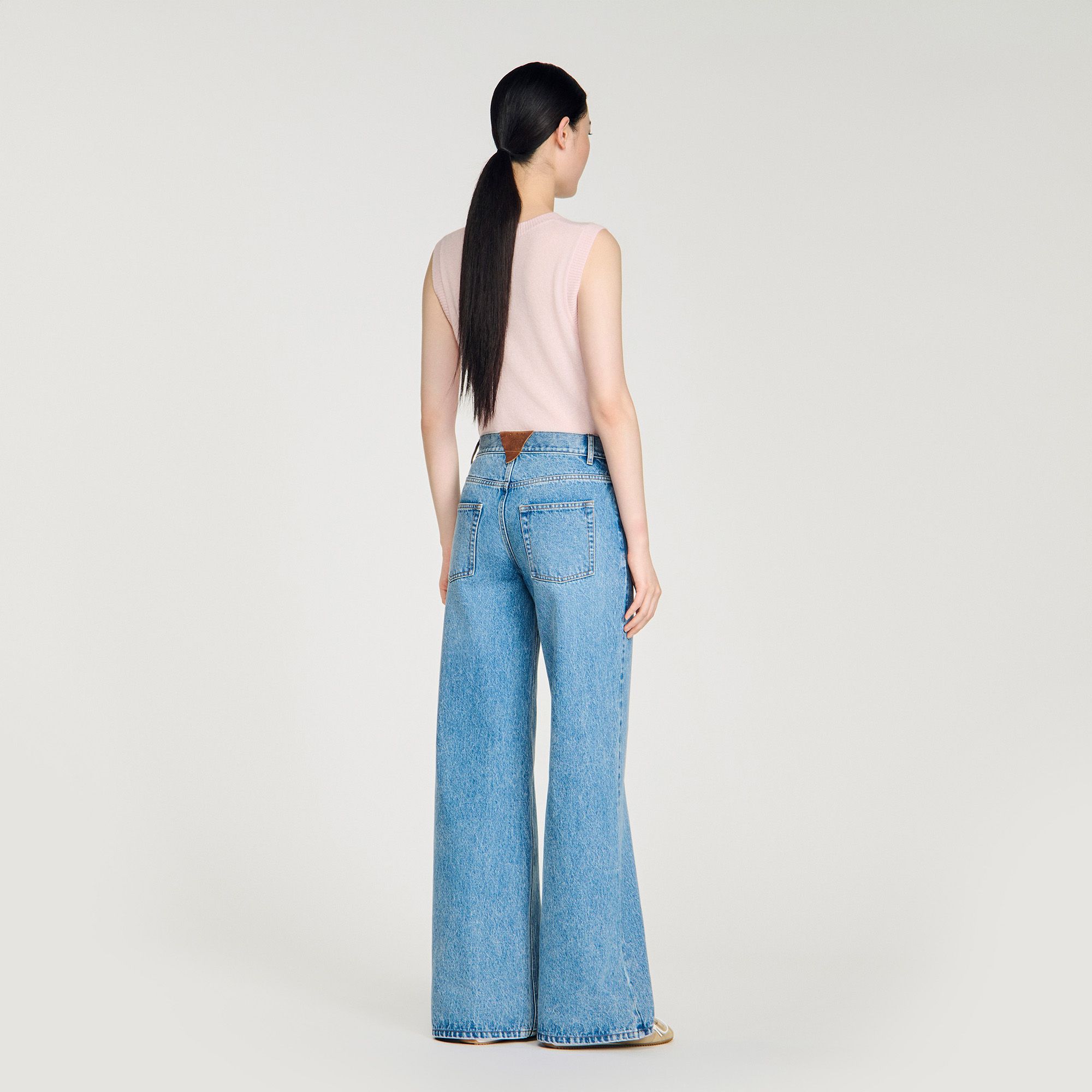 Sandro - Quần jeans ống đứng ống rộng phai màu