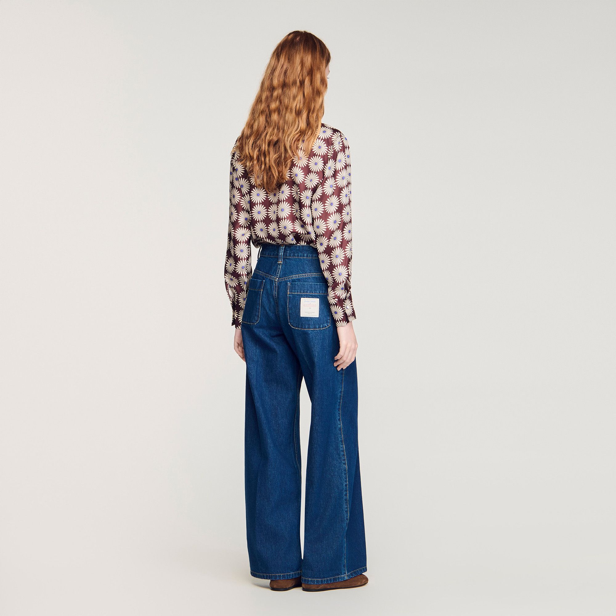 Sandro - Quần jeans thô ống đứng có túi vá
