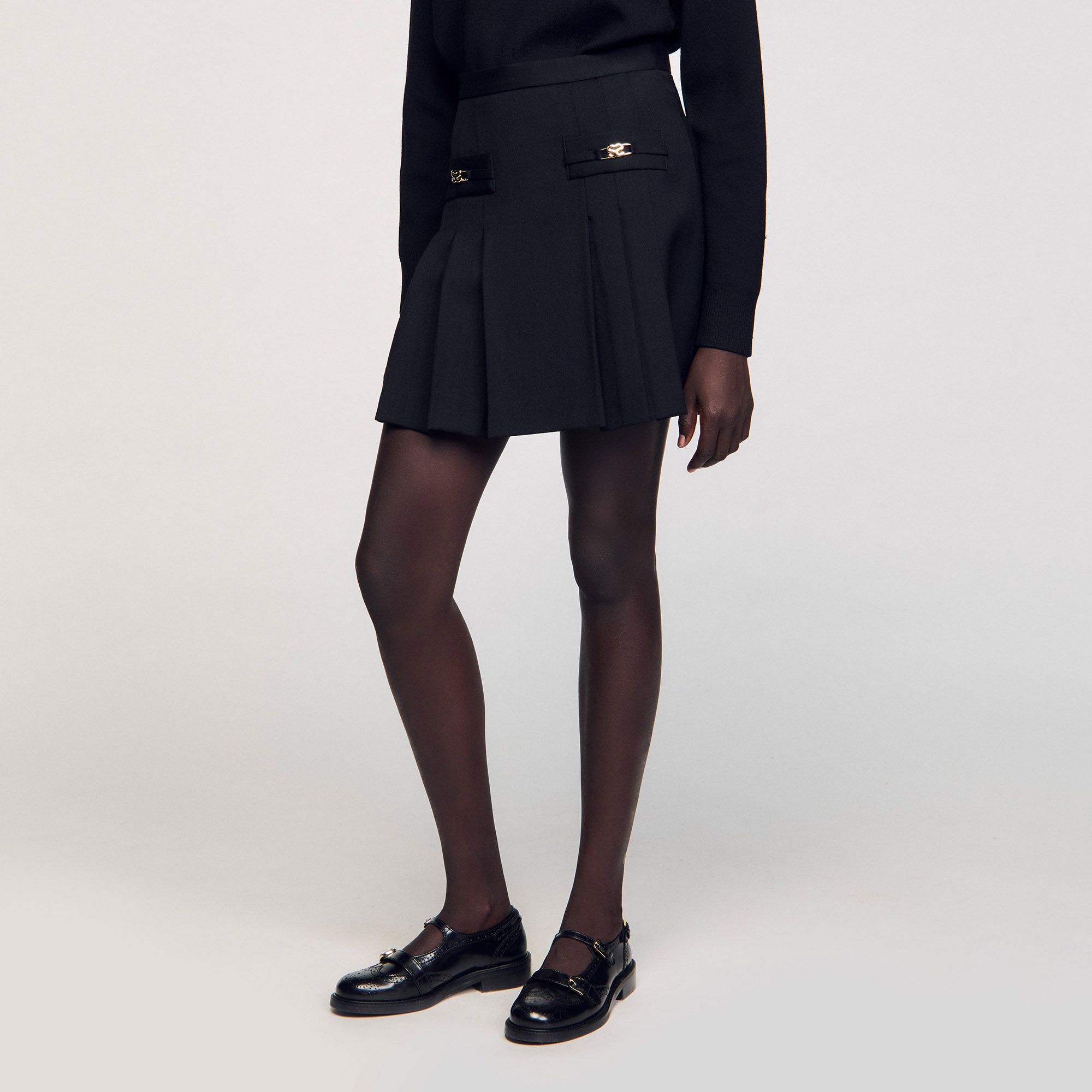 Sandro - Chân váy ngắn xếp ly stitched
