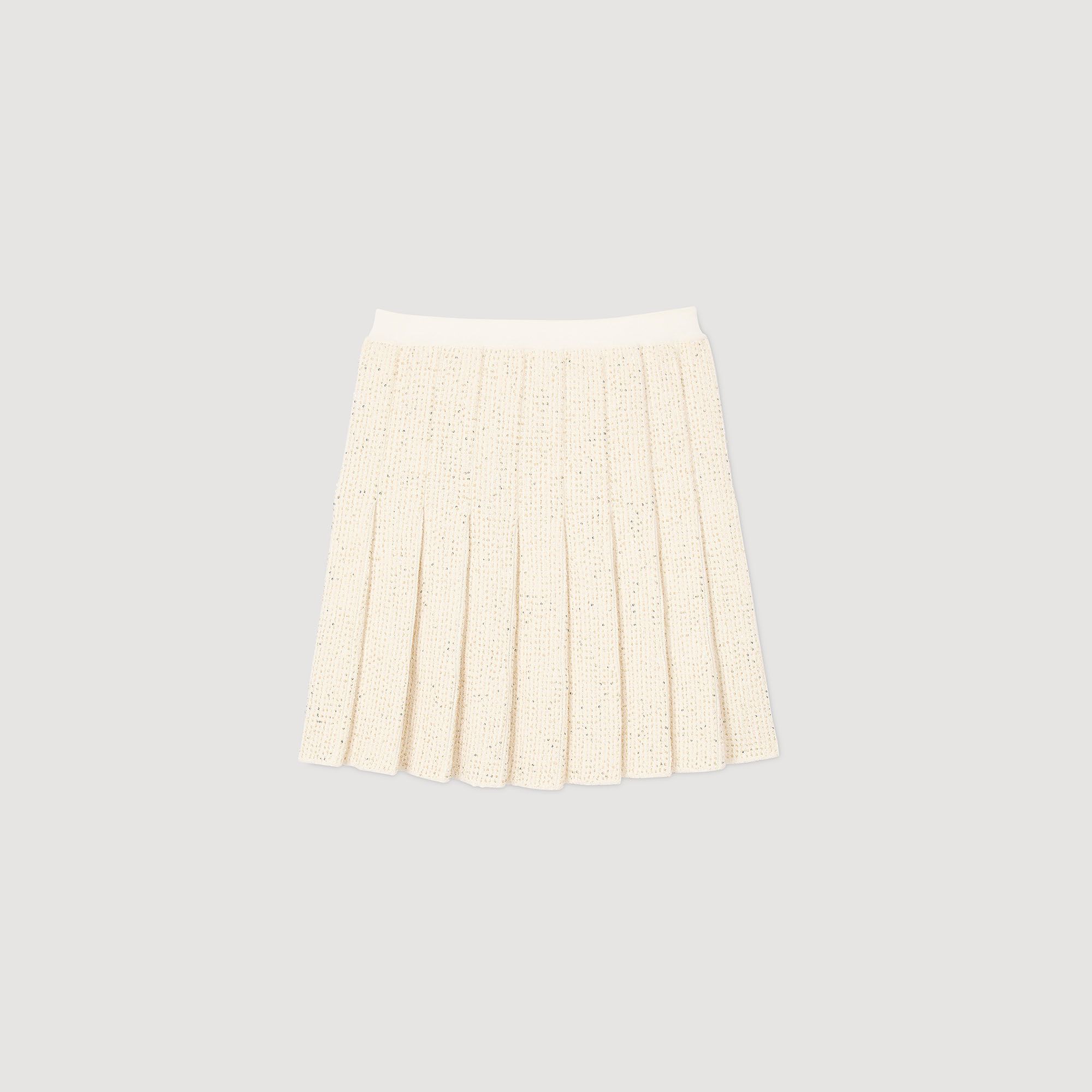 Chân váy tweed ngắn xếp ly