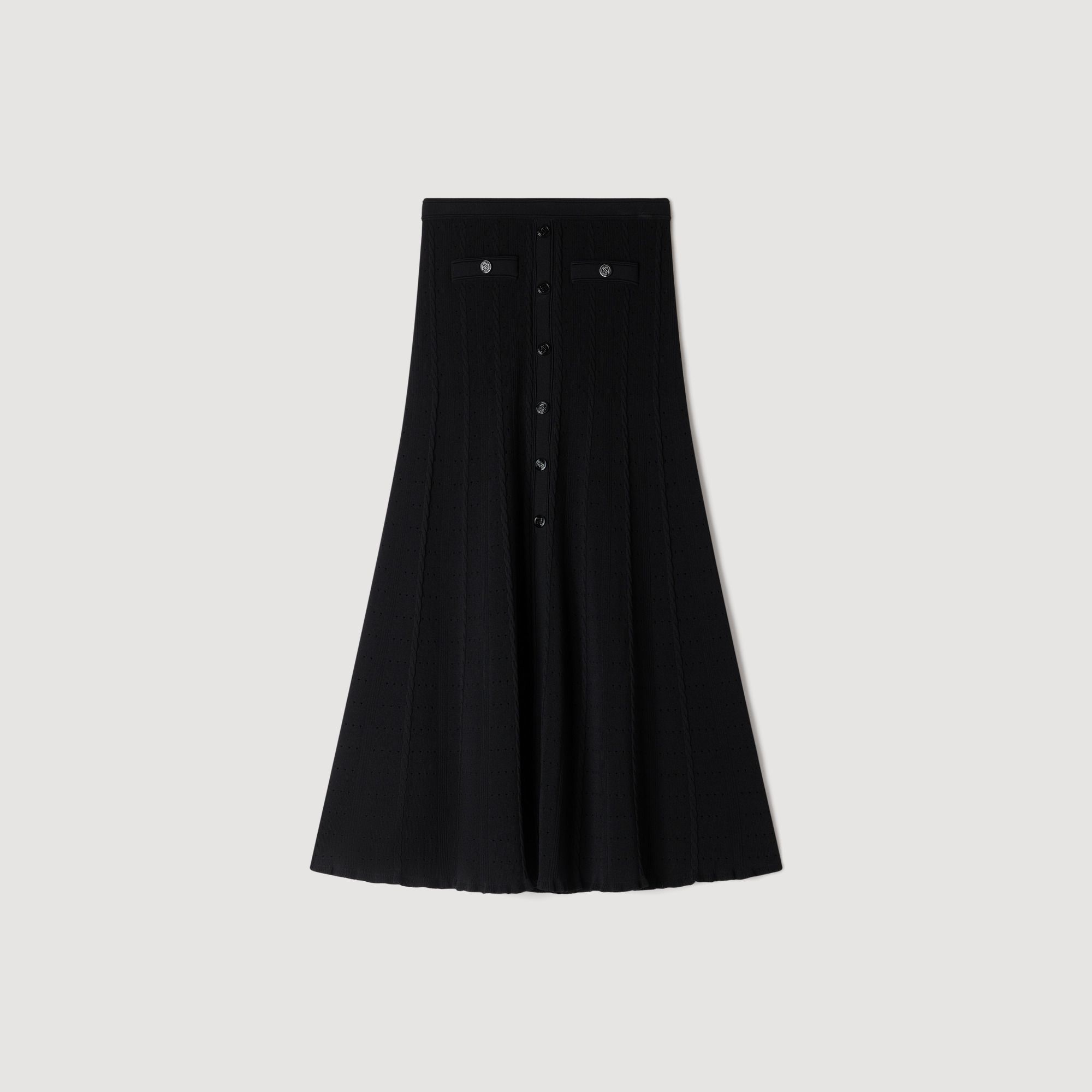 Chân váy maxi pointelle xẻ tà