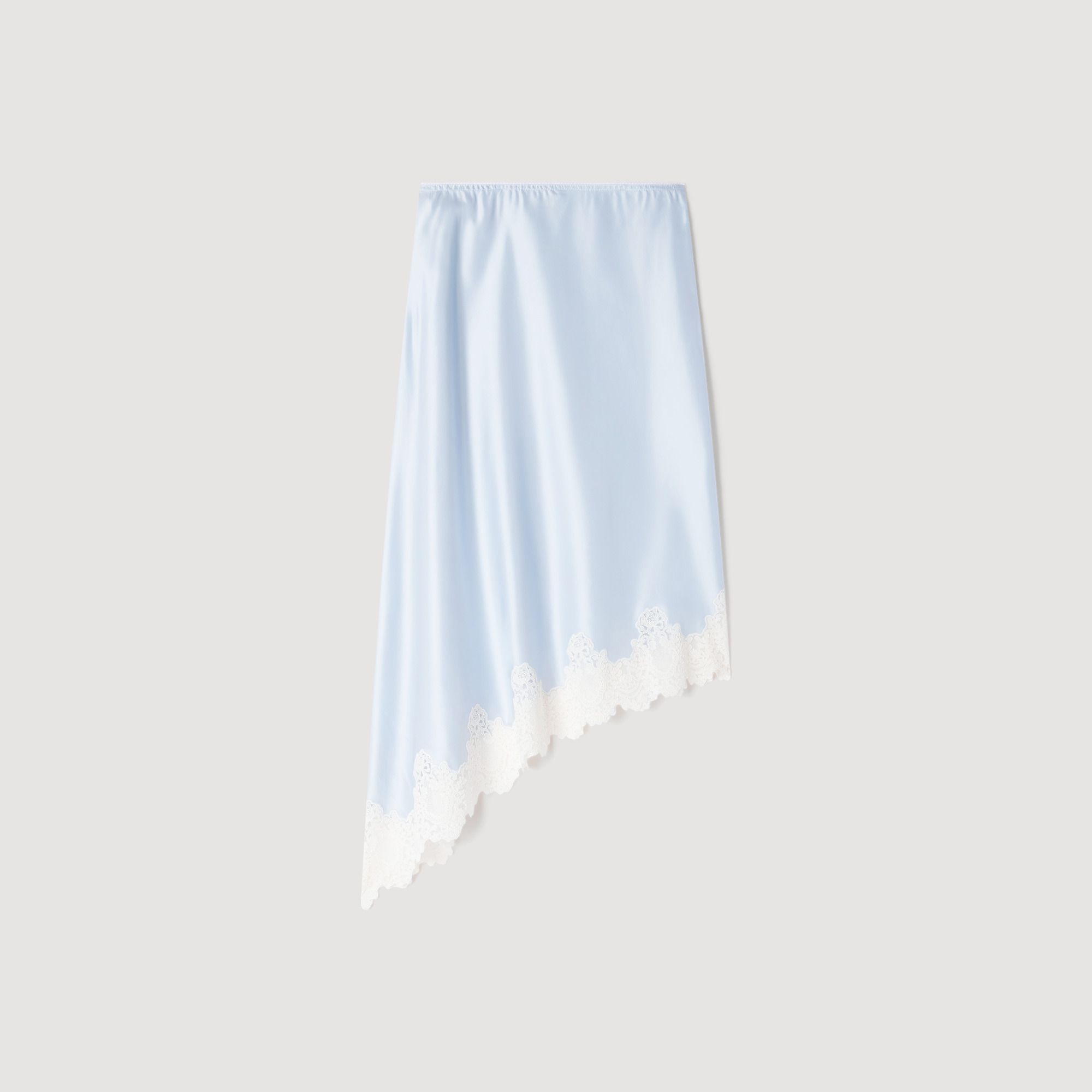 Sandro - Chân váy satin phối ren