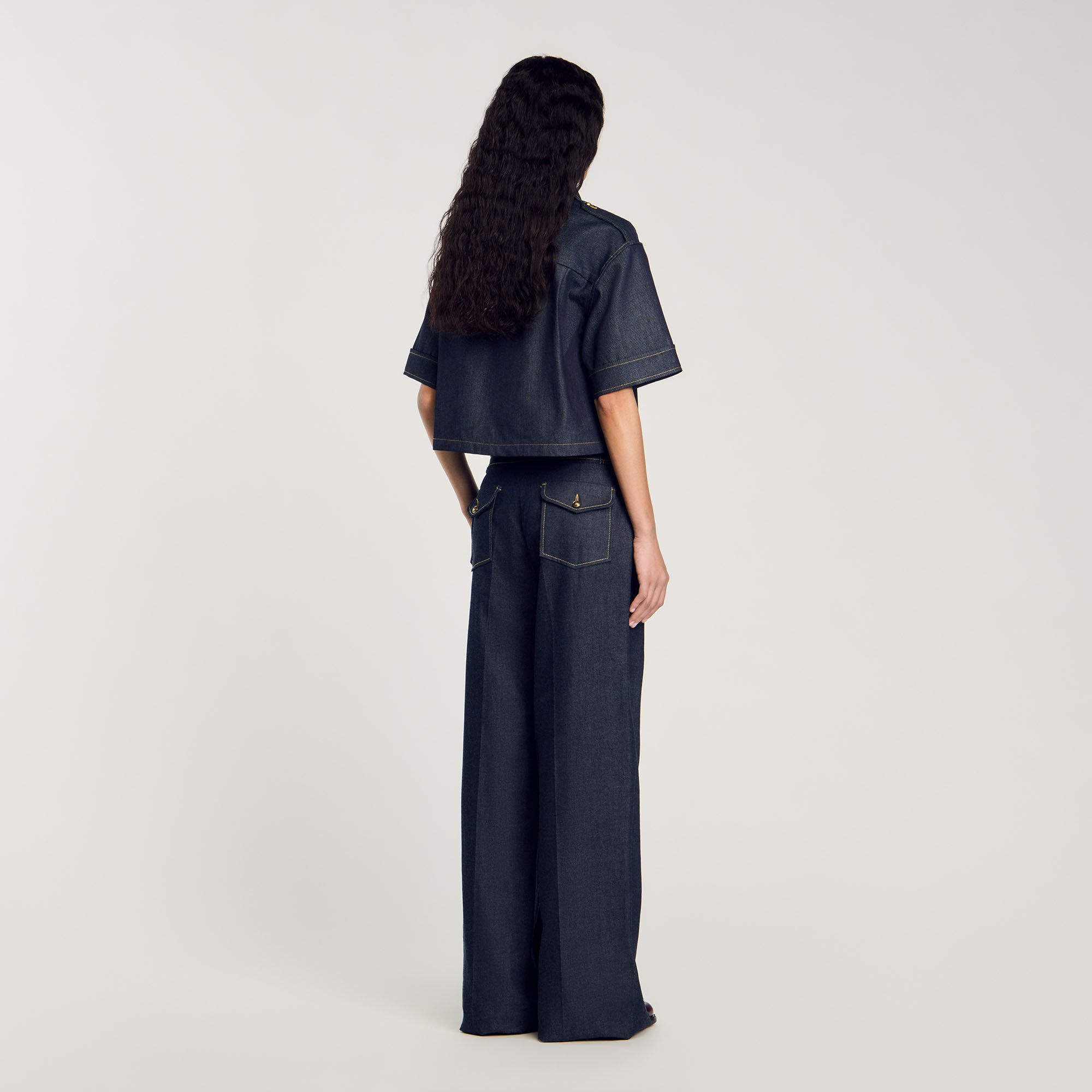 Quần jeans denim ống rộng