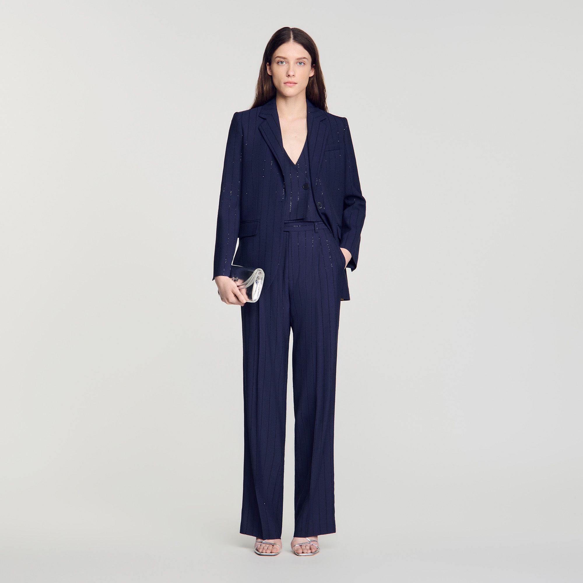 Sandro - Quần sequin kẻ sọc
