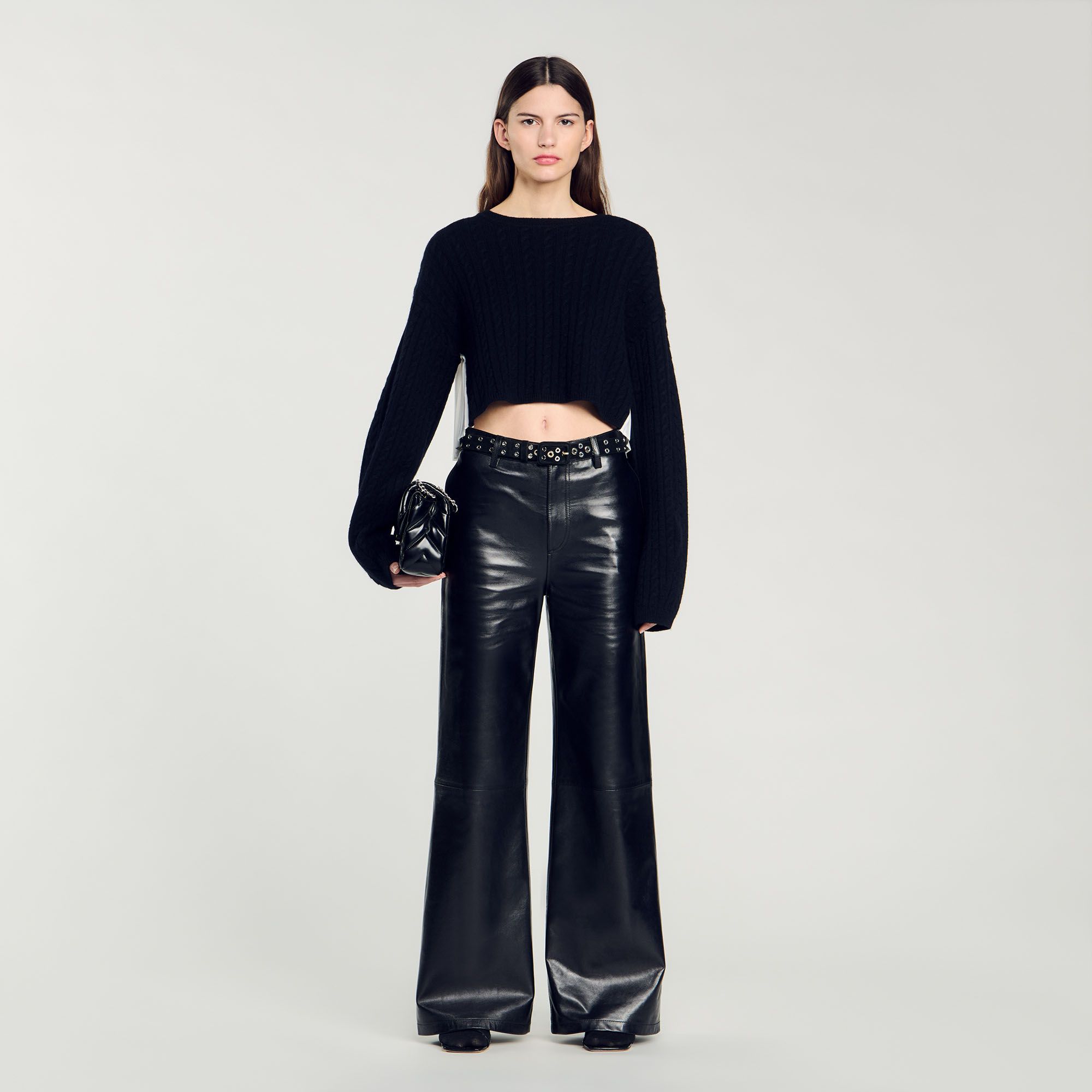 Sandro - Áo len cashmere dáng crop