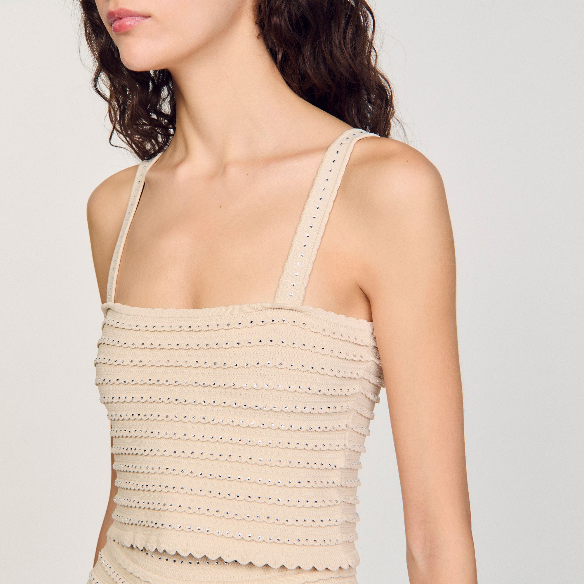 Sandro - Áo crop top đính đá
