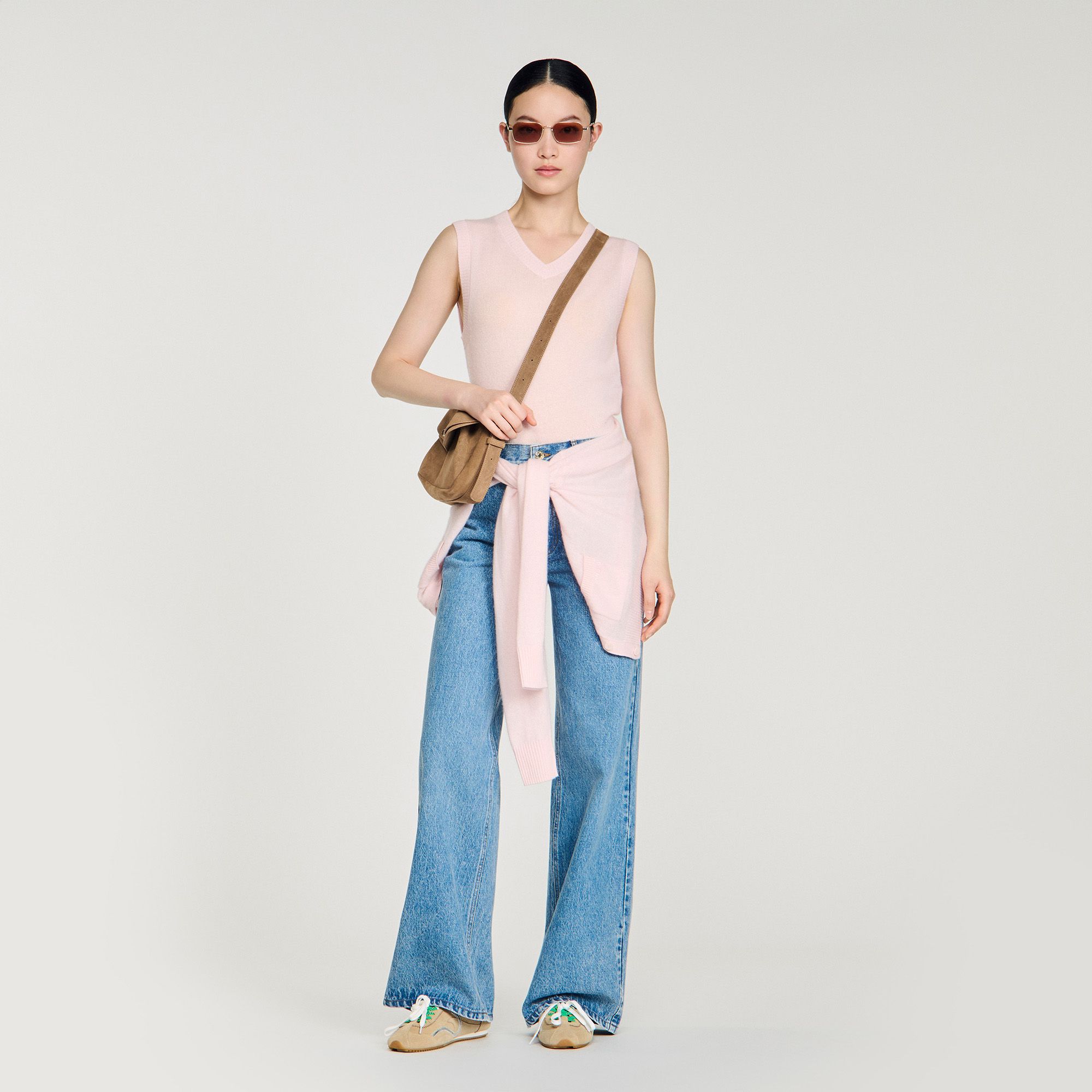 Sandro - Áo len cashmere ngắn thêu