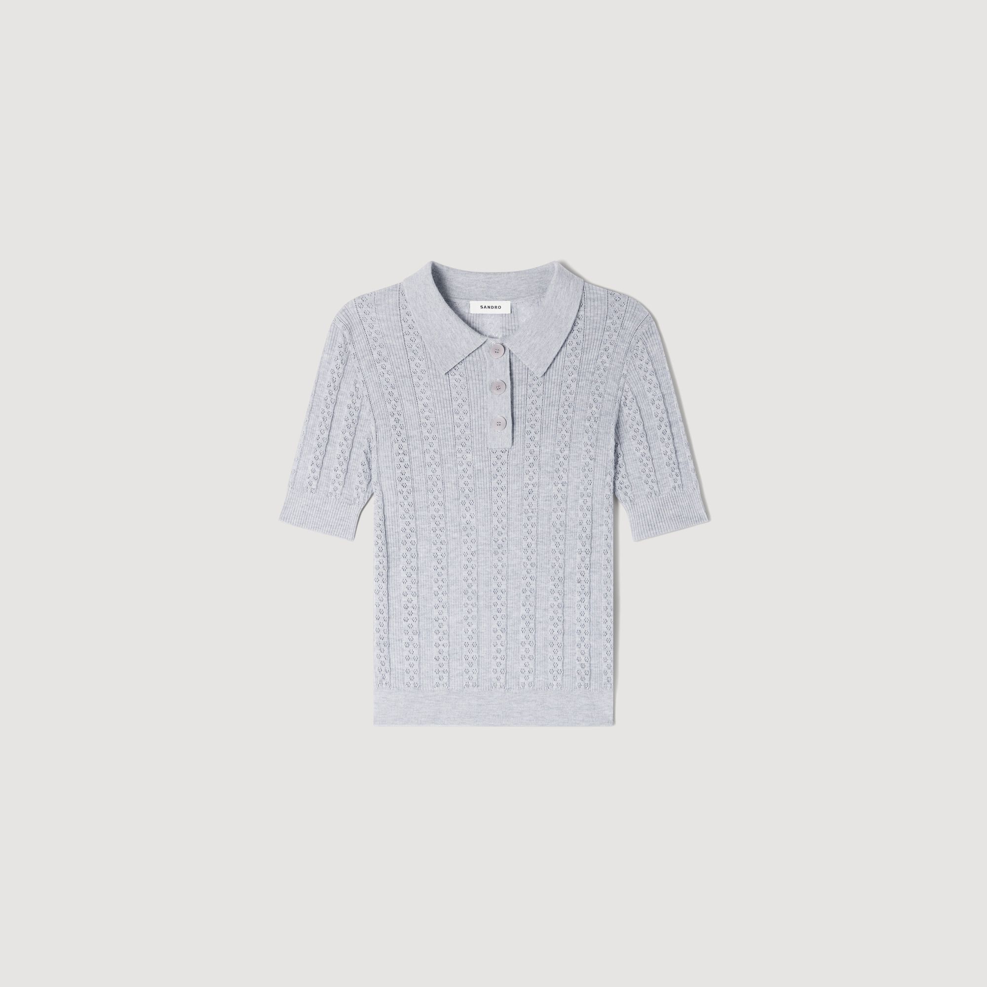 Sandro - Áo len Pointelle cổ polo