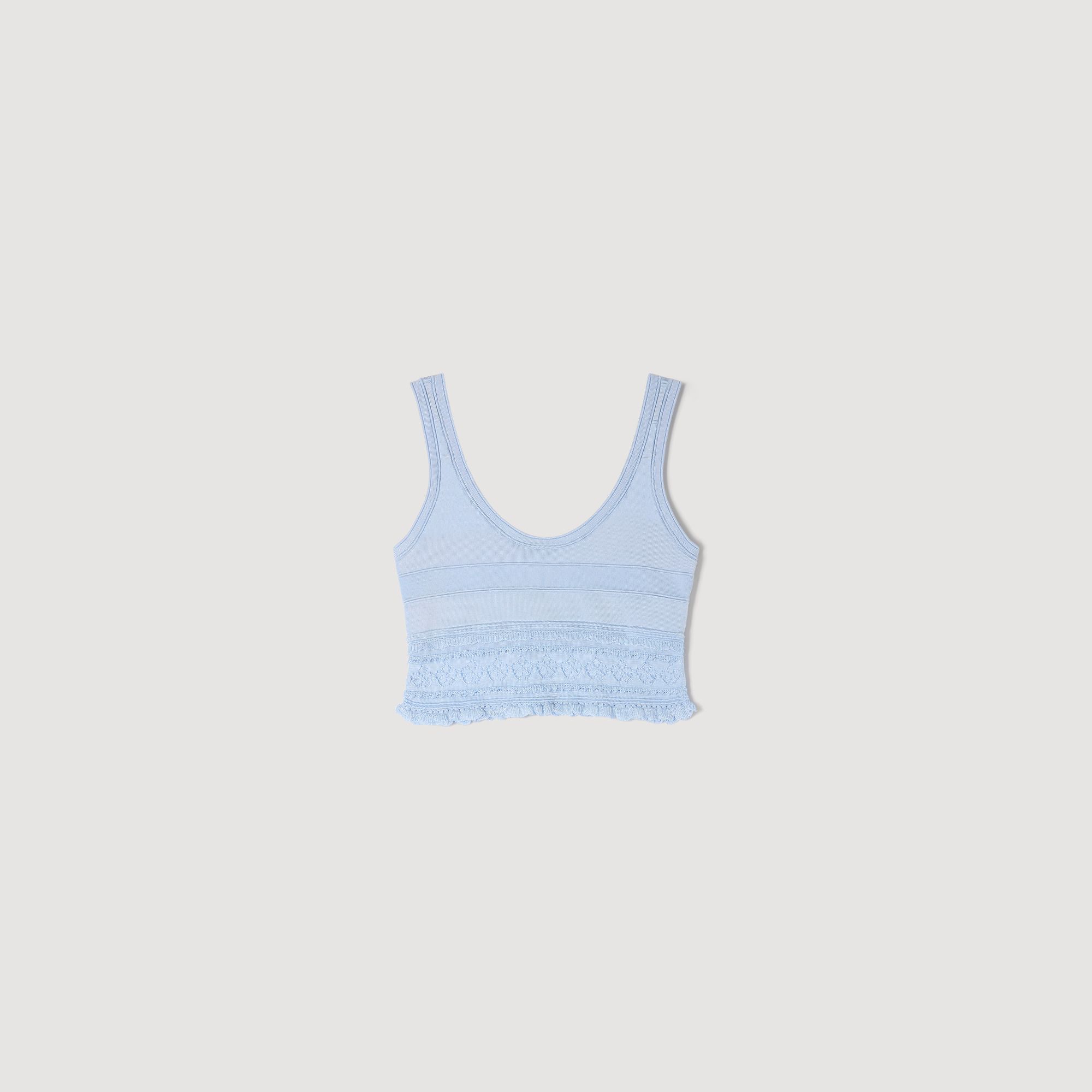 Sandro - Áo crop top len pointelle