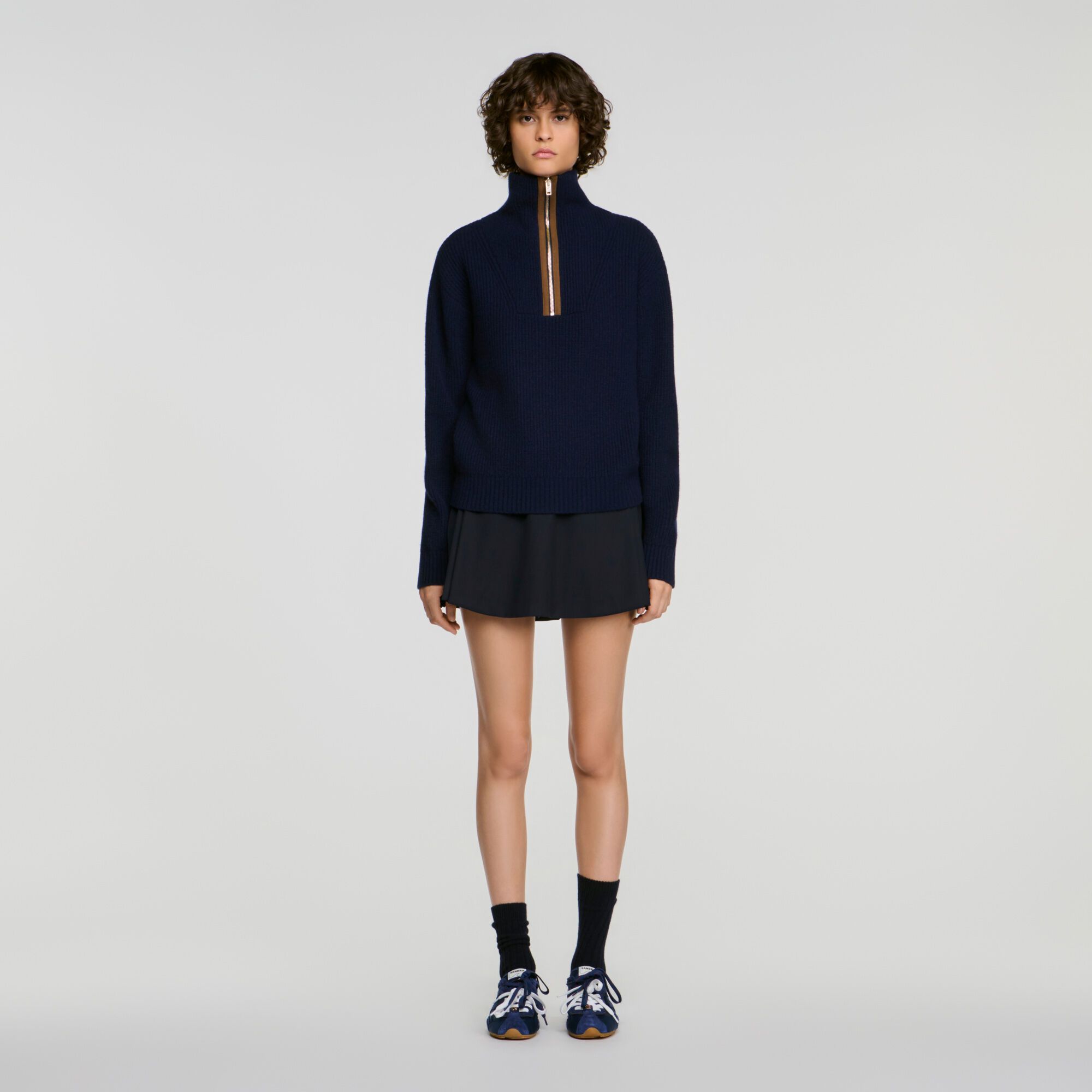 Áo len cashmere cổ khóa kéo