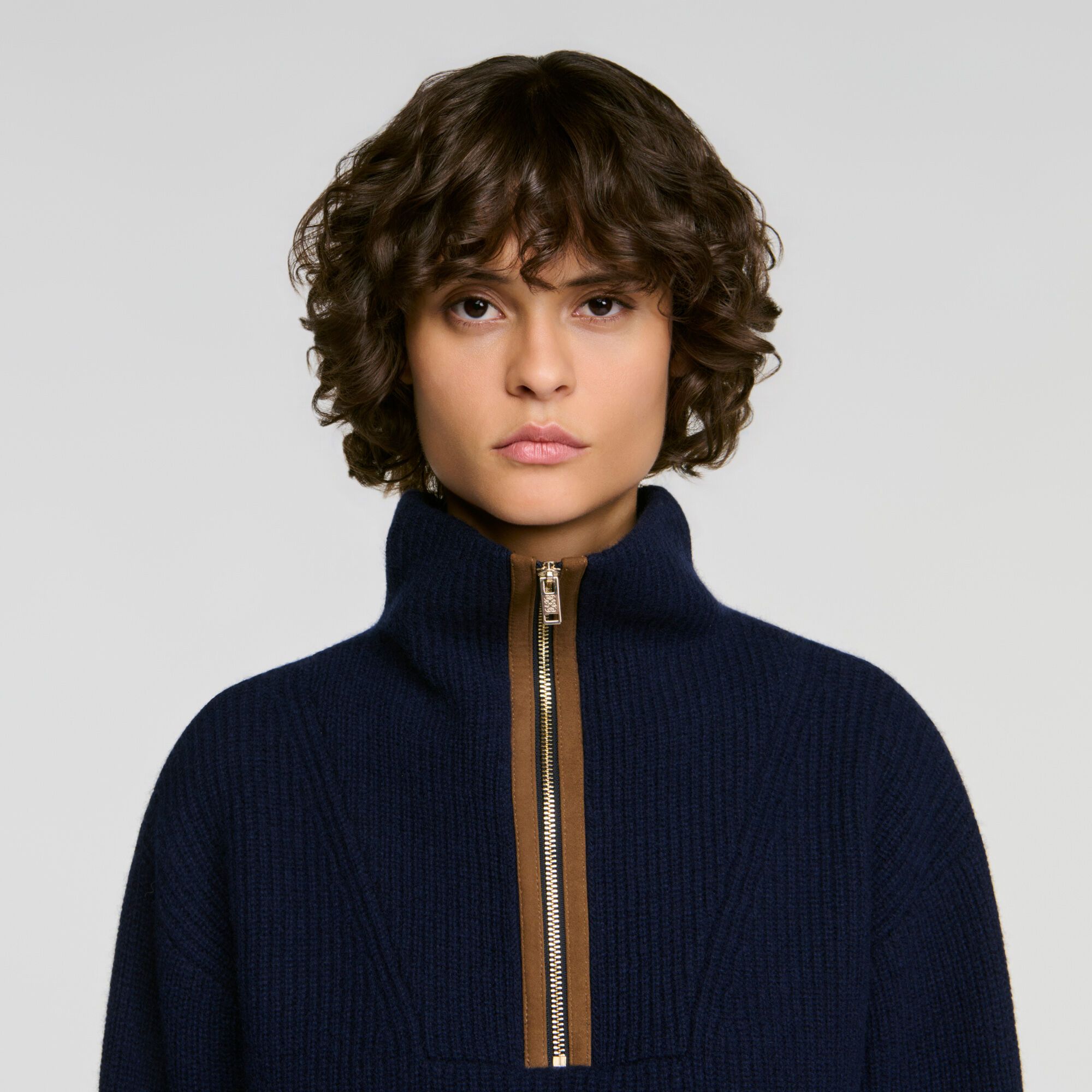 Áo len cashmere cổ khóa kéo