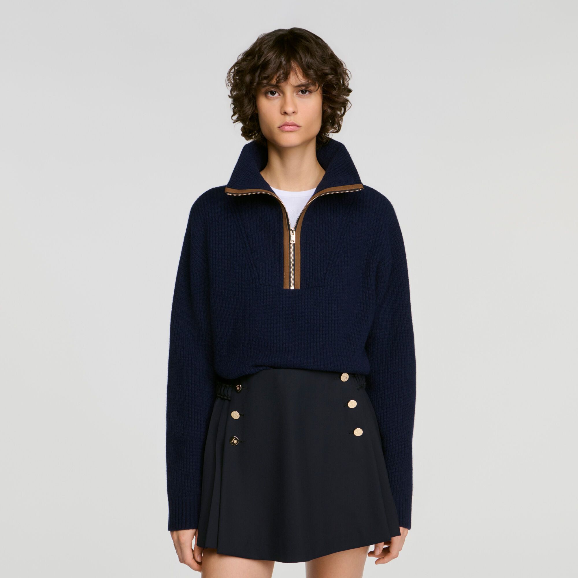 Áo len cashmere cổ khóa kéo