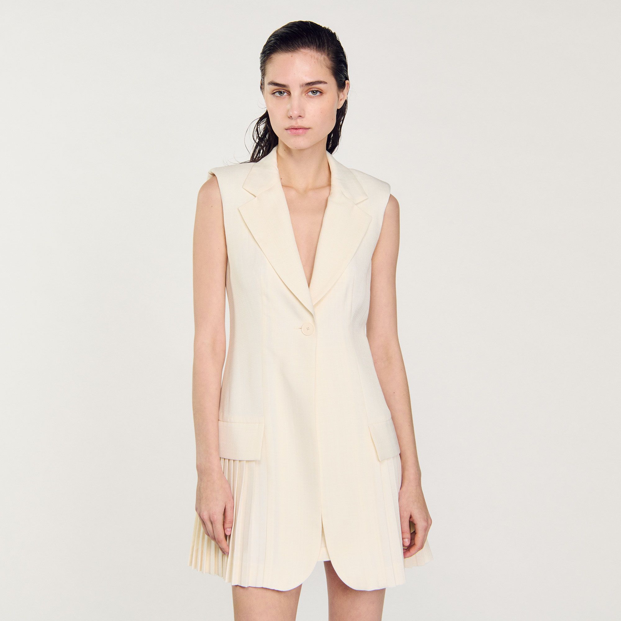 Sandro - Đầm suit ngắn xếp ly
