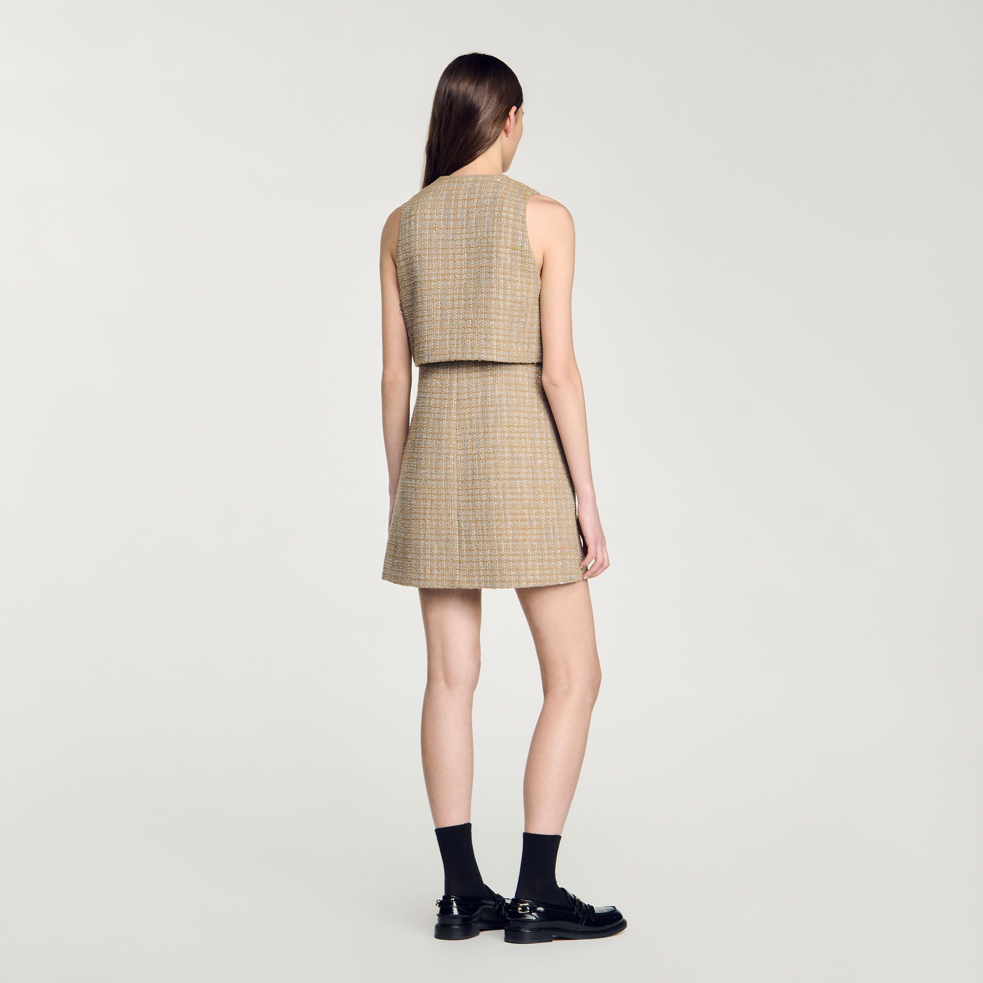 Sandro - Đầm ngắn tweed không tay