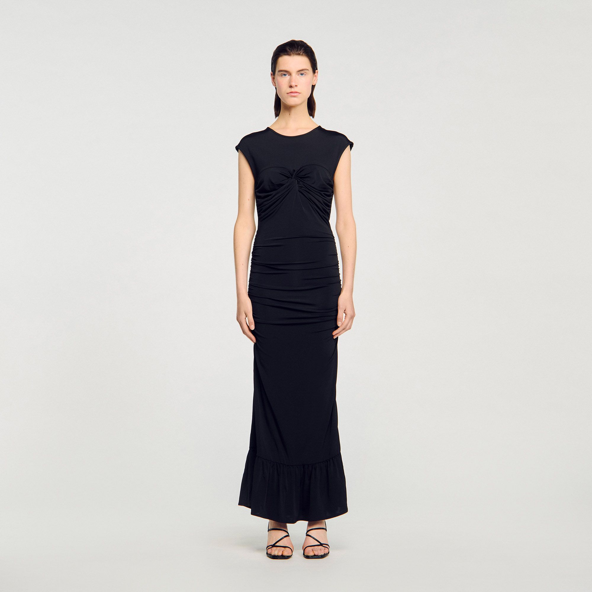 Sandro - Đầm maxi xếp nếp