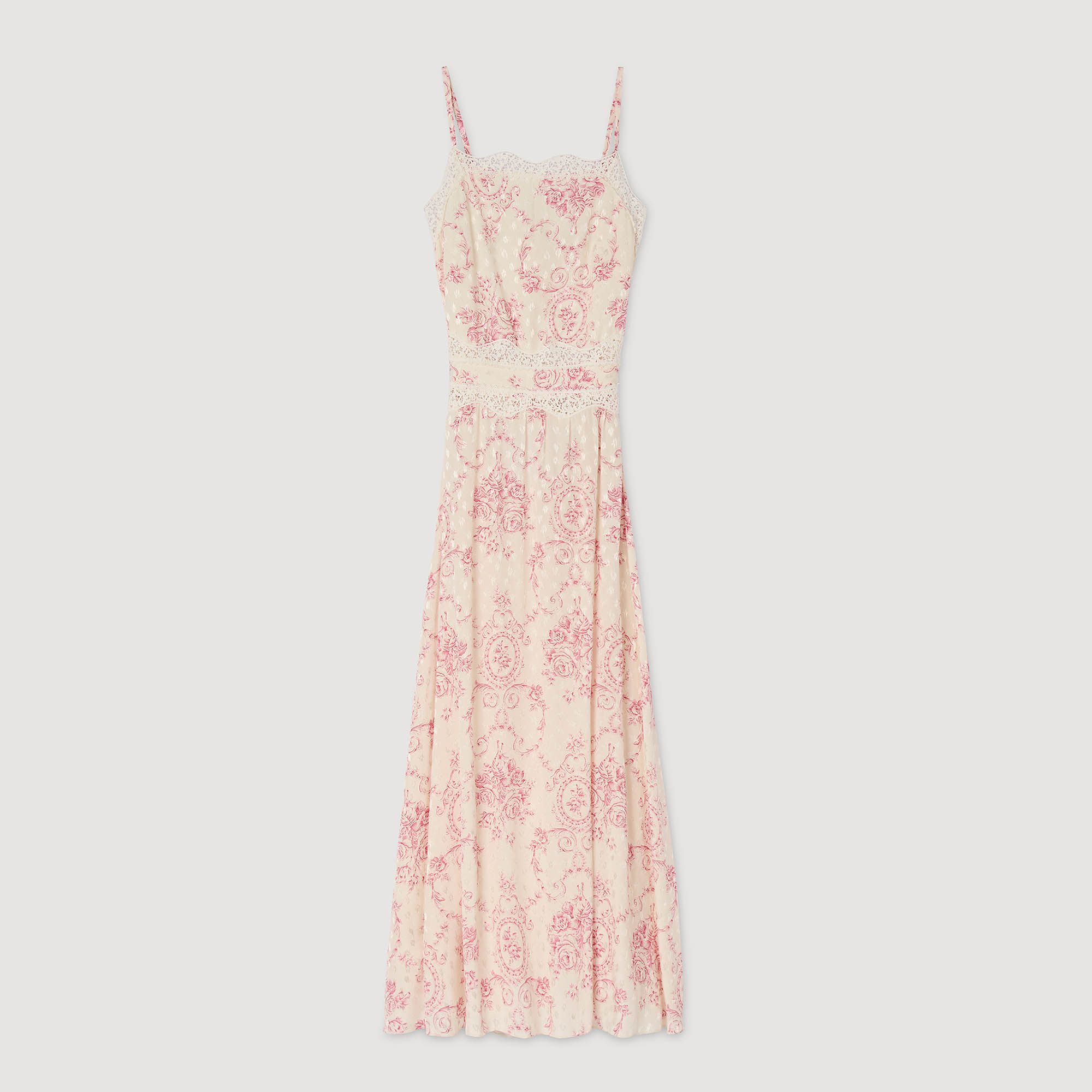 Đầm maxi Ballarat viền ren - Hồng / Trắng ngà