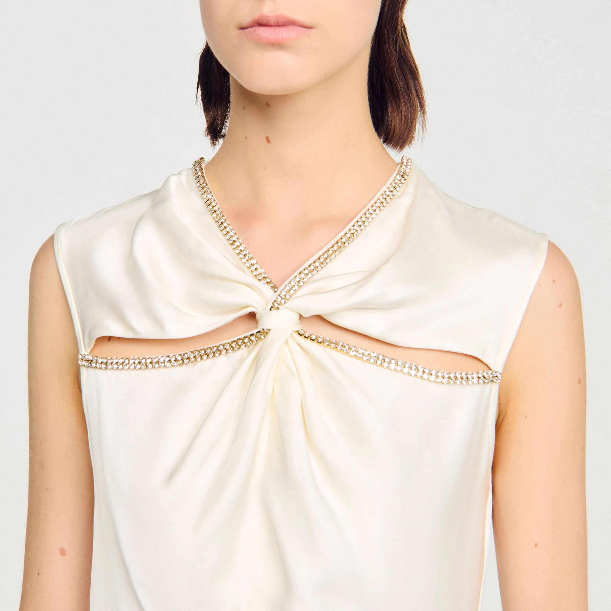 Sandro - Đầm maxi satin đính đá