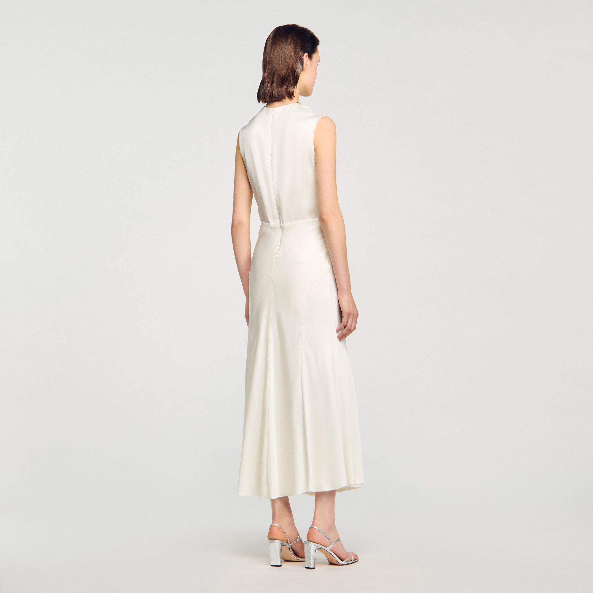 Sandro - Đầm maxi satin đính đá