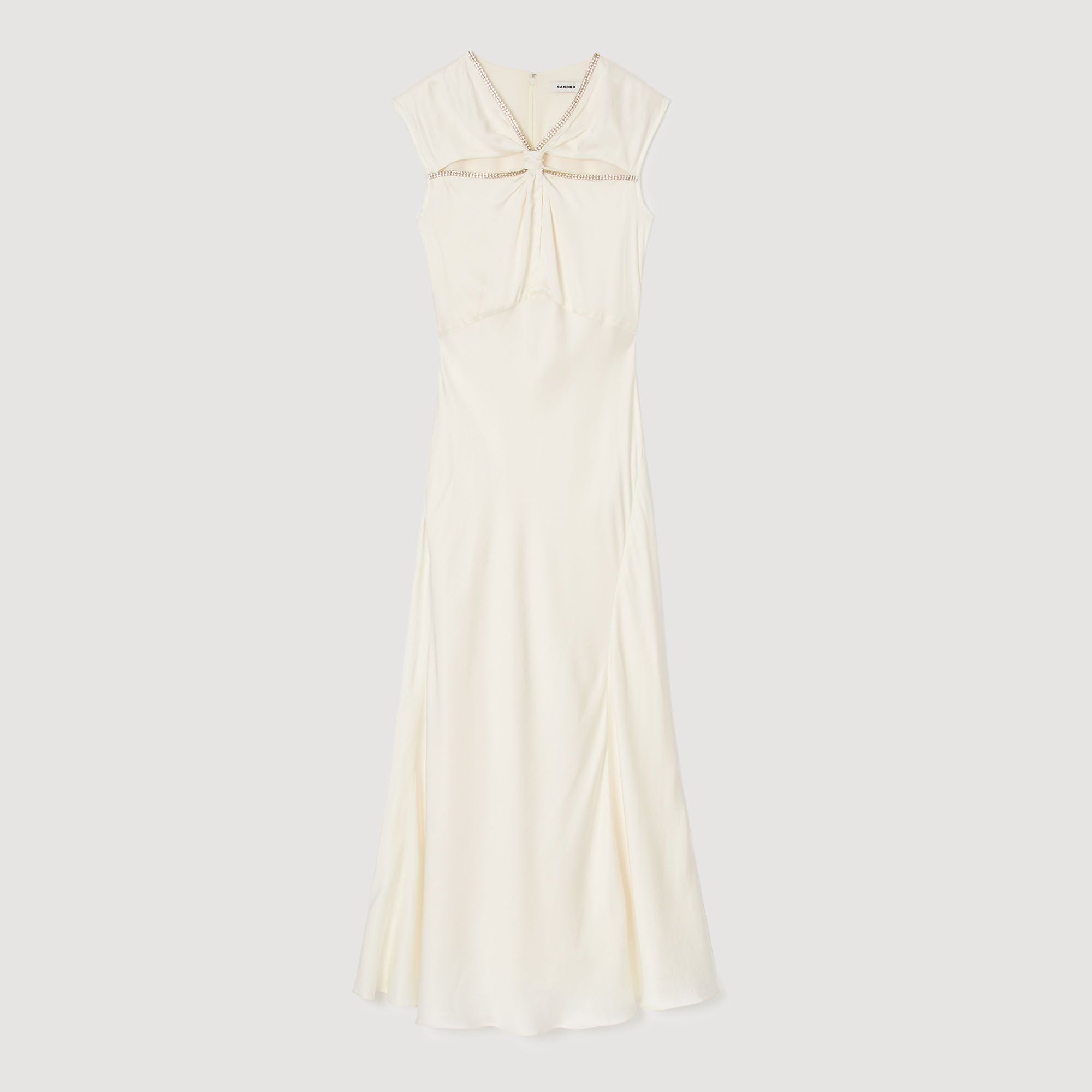 Đầm maxi satin đính đá