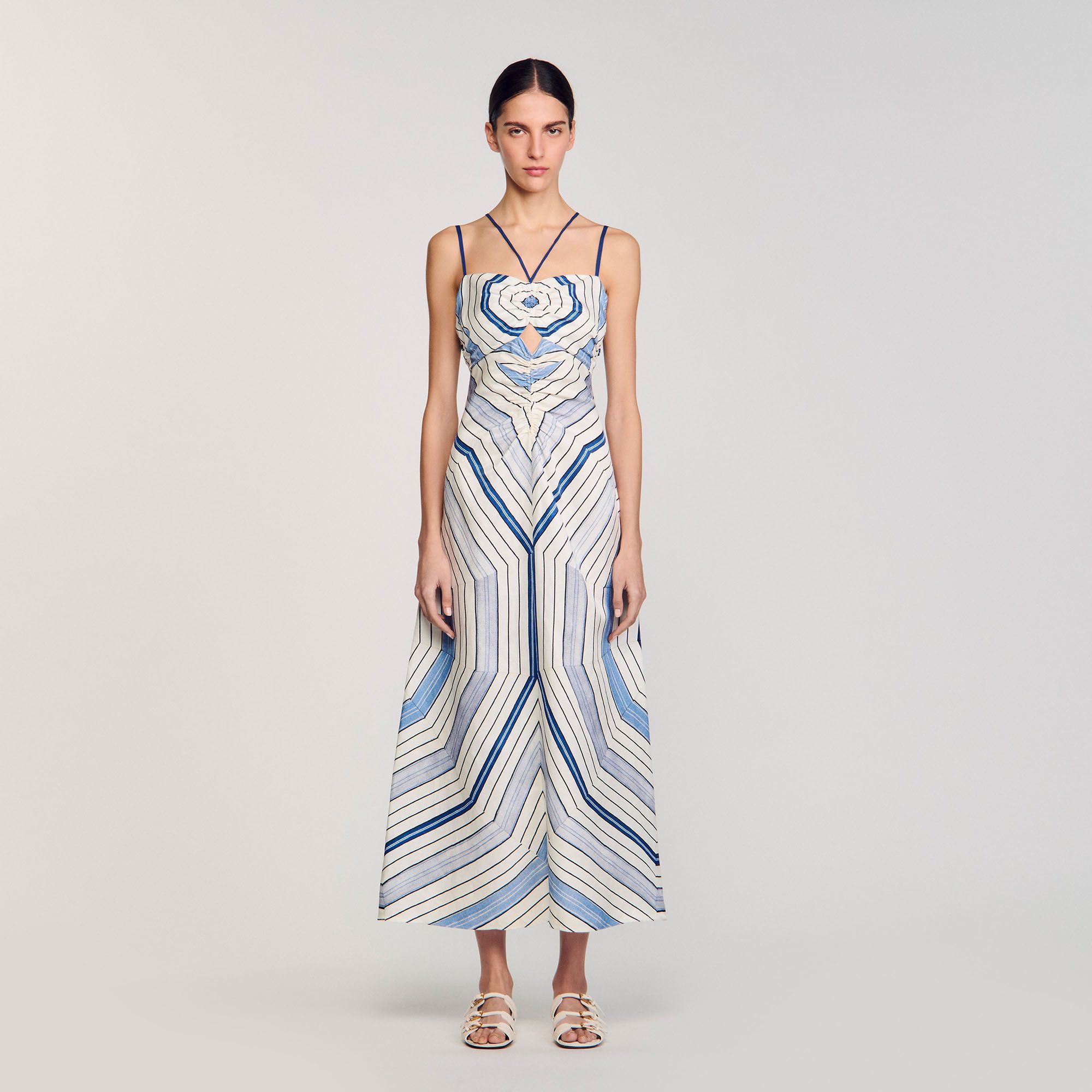 Sandro - Đầm maxi họa tiết xoắn ốc