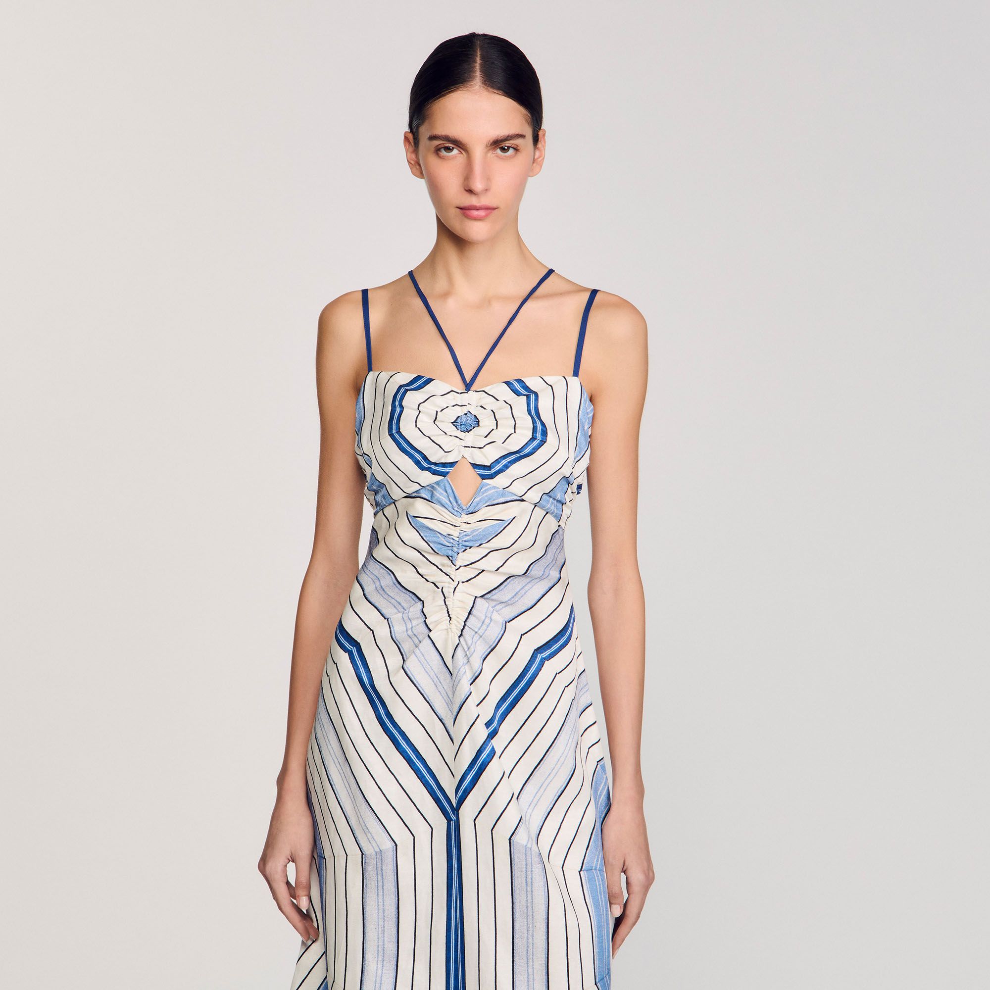 Sandro - Đầm maxi họa tiết xoắn ốc