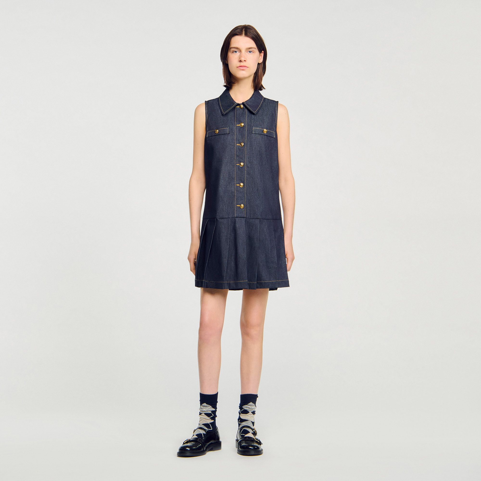 Sandro - Đầm ngắn denim