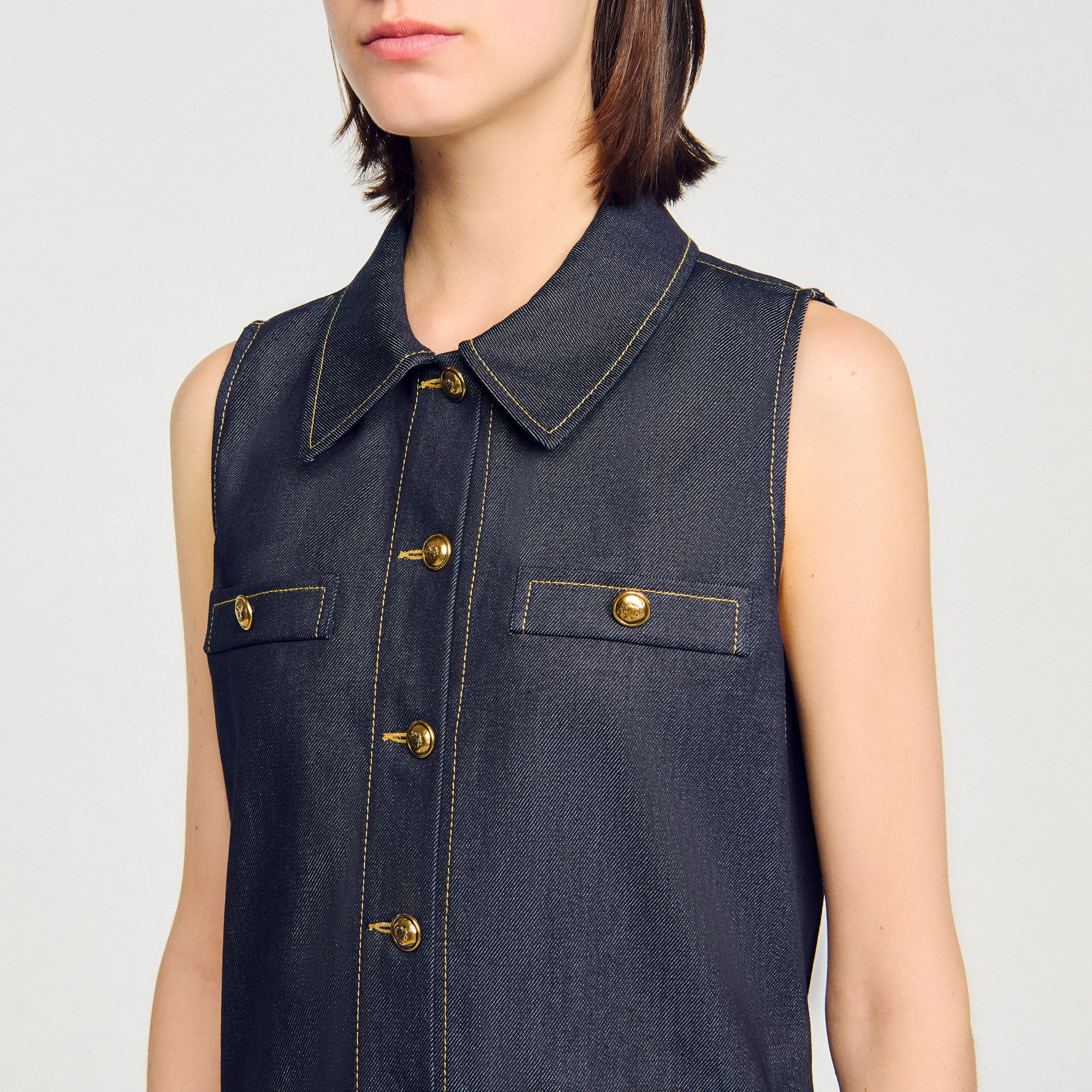 Sandro - Đầm ngắn denim