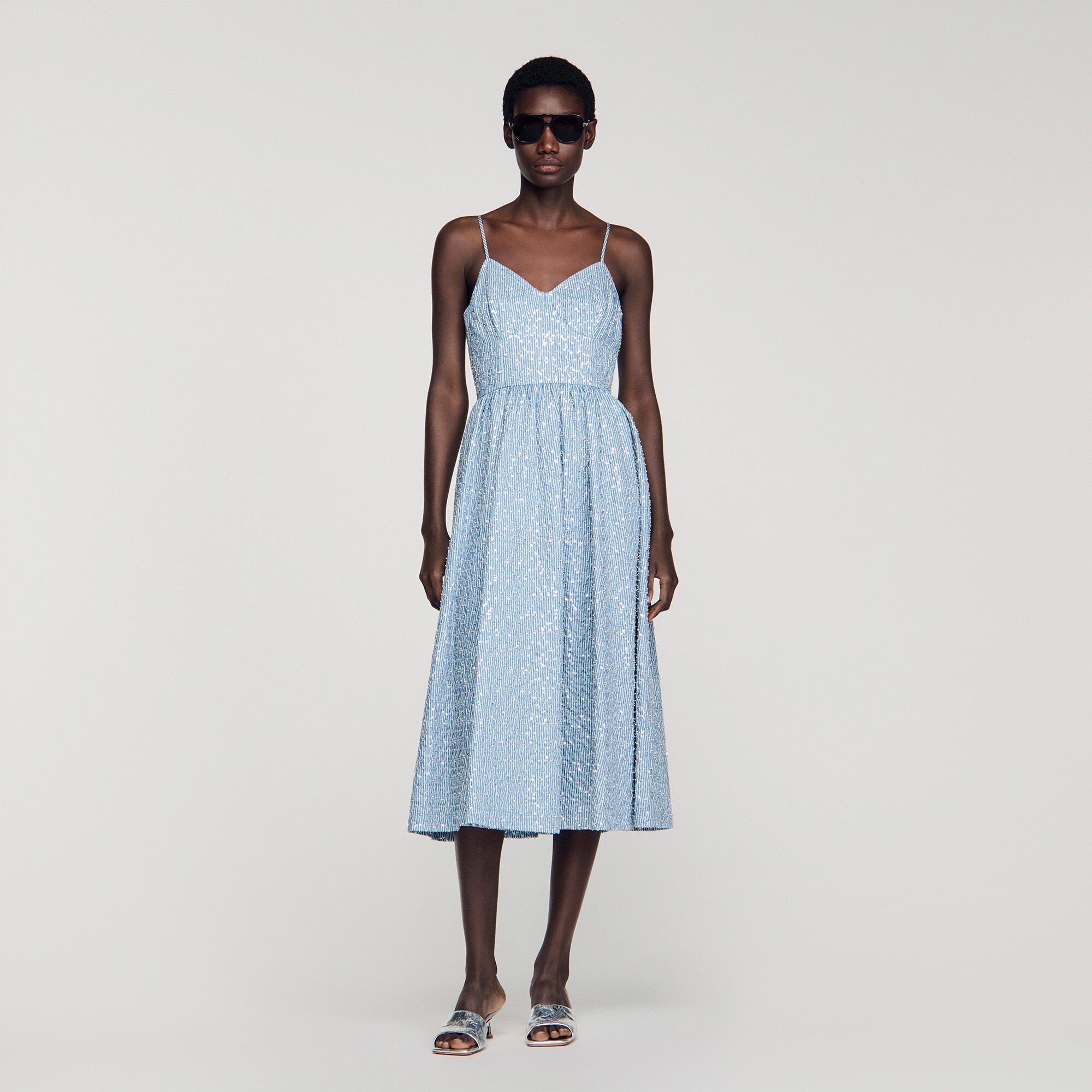 Sandro - Đầm maxi đính sequin