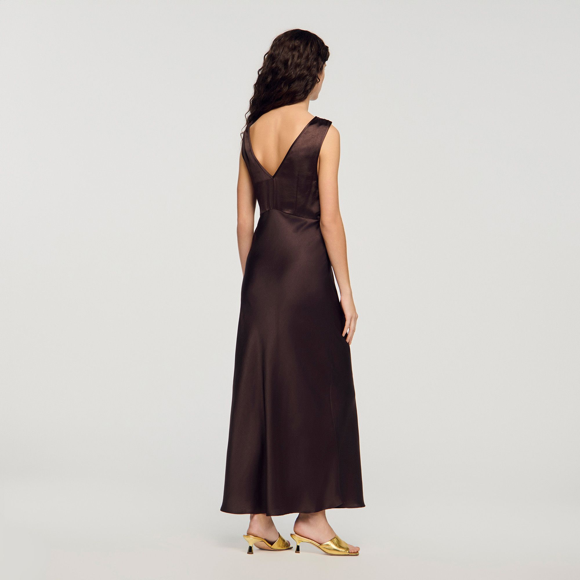 Sandro - Đầm maxi cổ ren