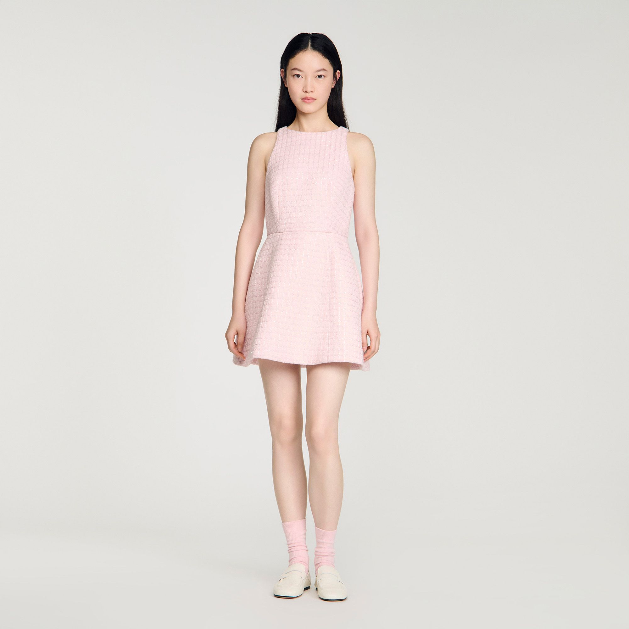 Sandro - Váy ngắn vải tweed đính kim sa