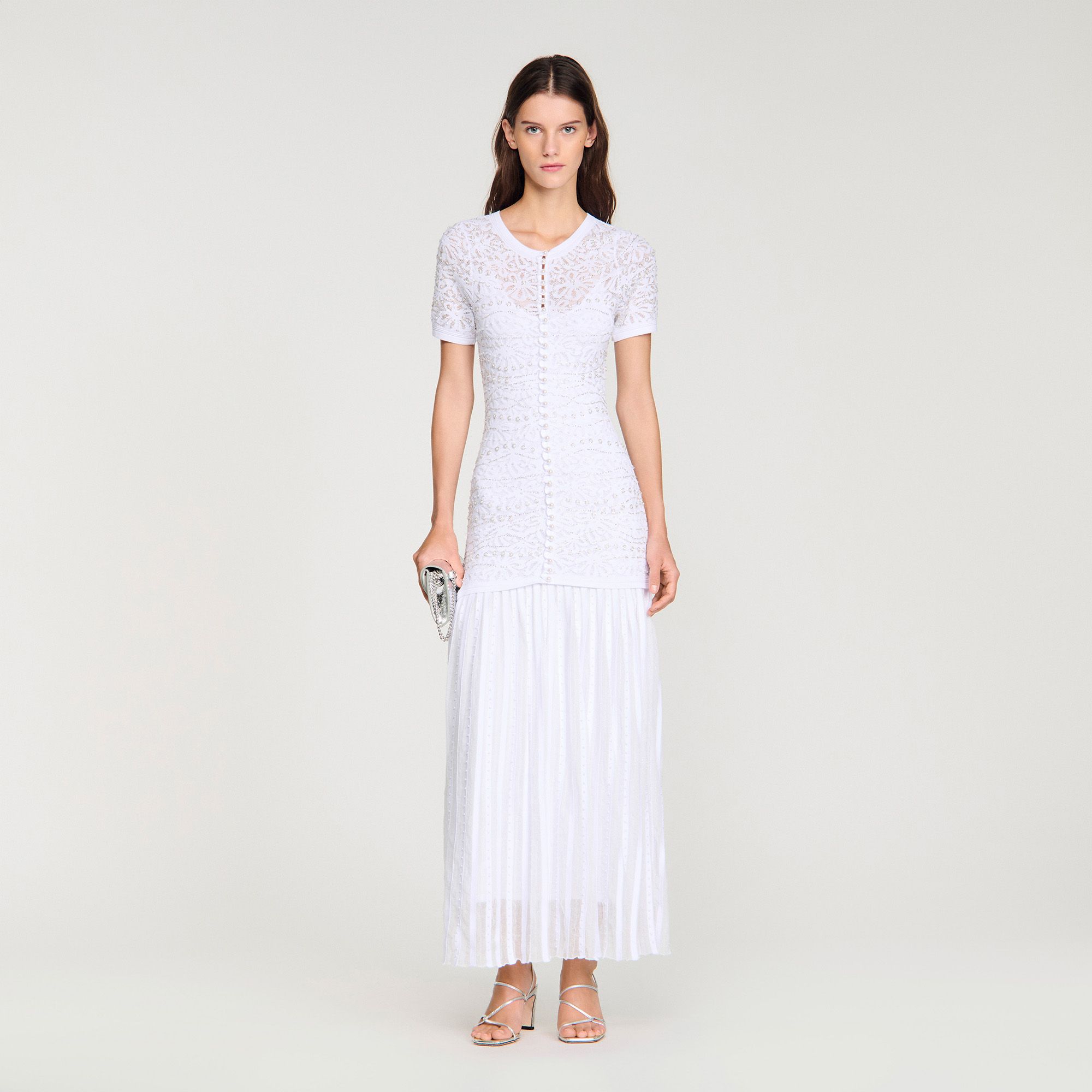 Váy maxi dệt kim đính hạt