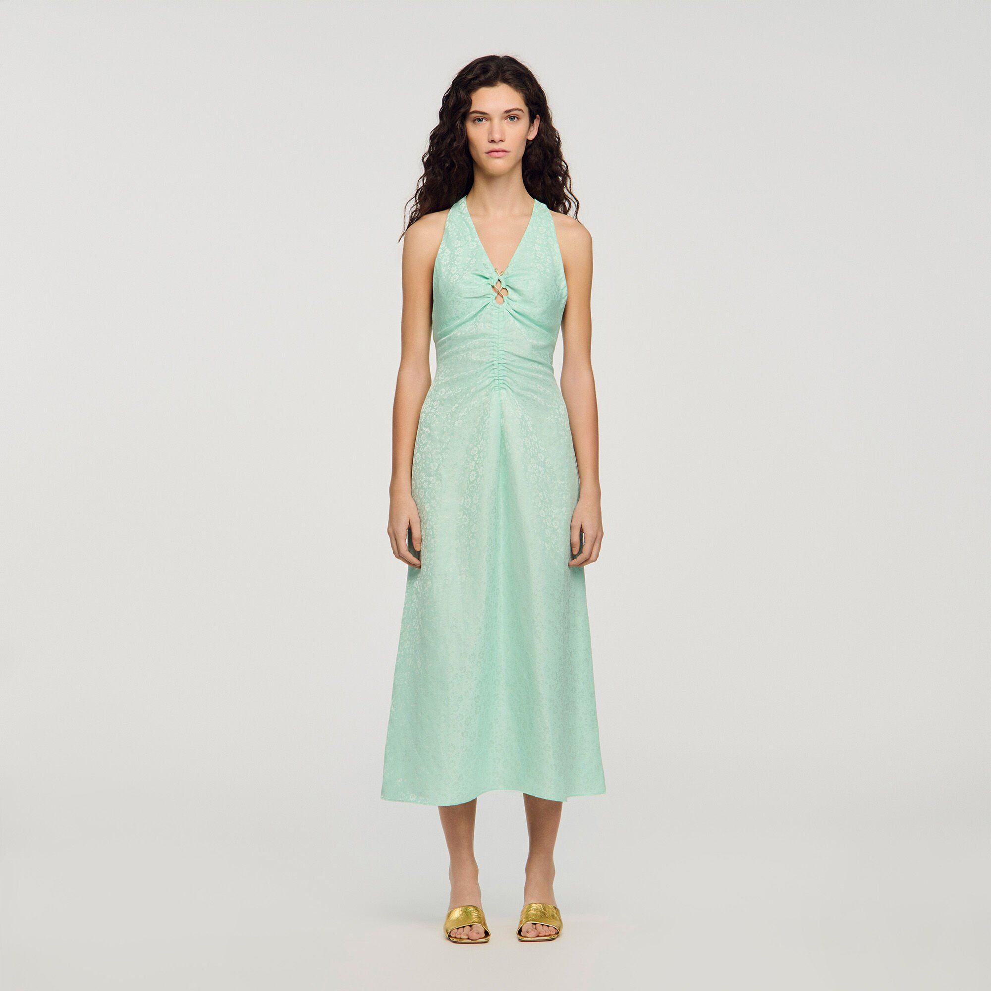Sandro - Đầm maxi cổ chữ V in hình hoa