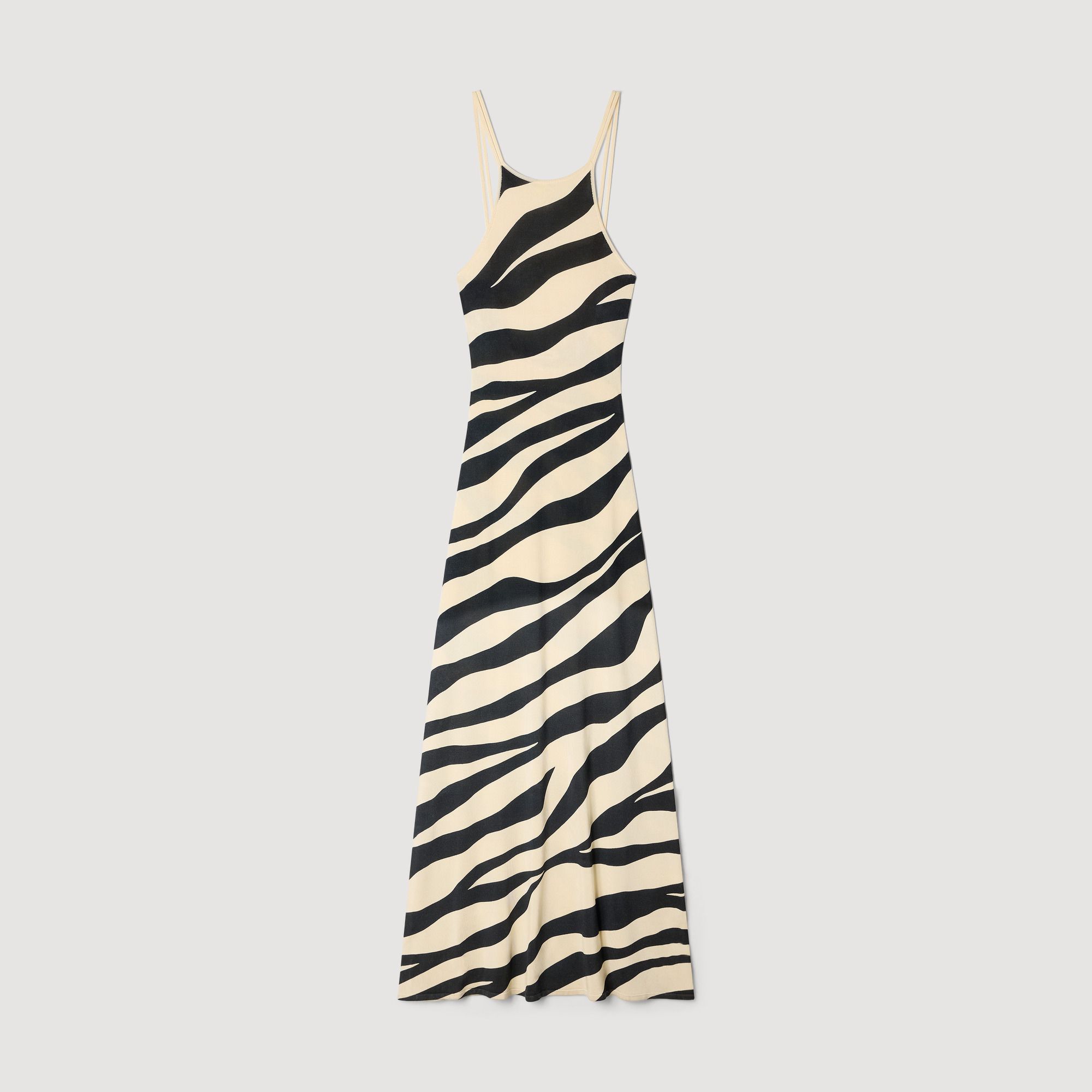 Đầm maxi len họa tiết zebra